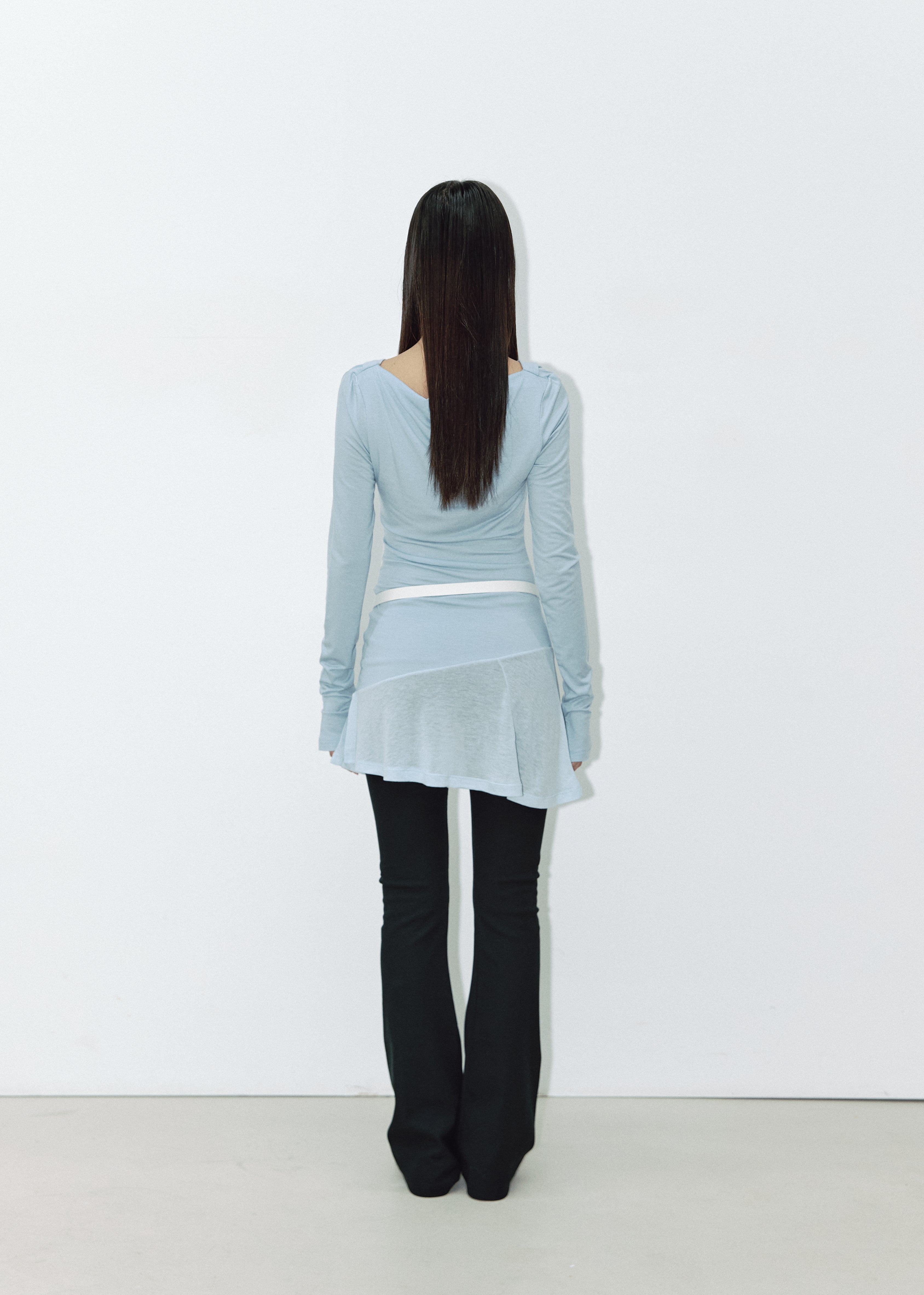 COWL LAYERED LONG T_SKY BLUE