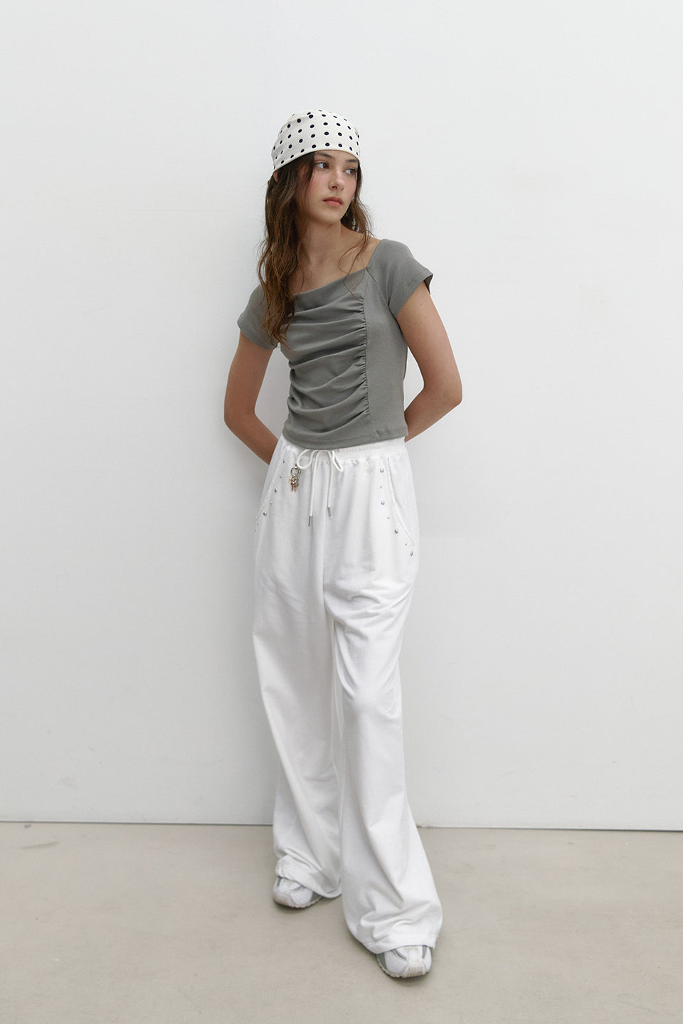 POCKET STUD SWEATPANTS_IVORY