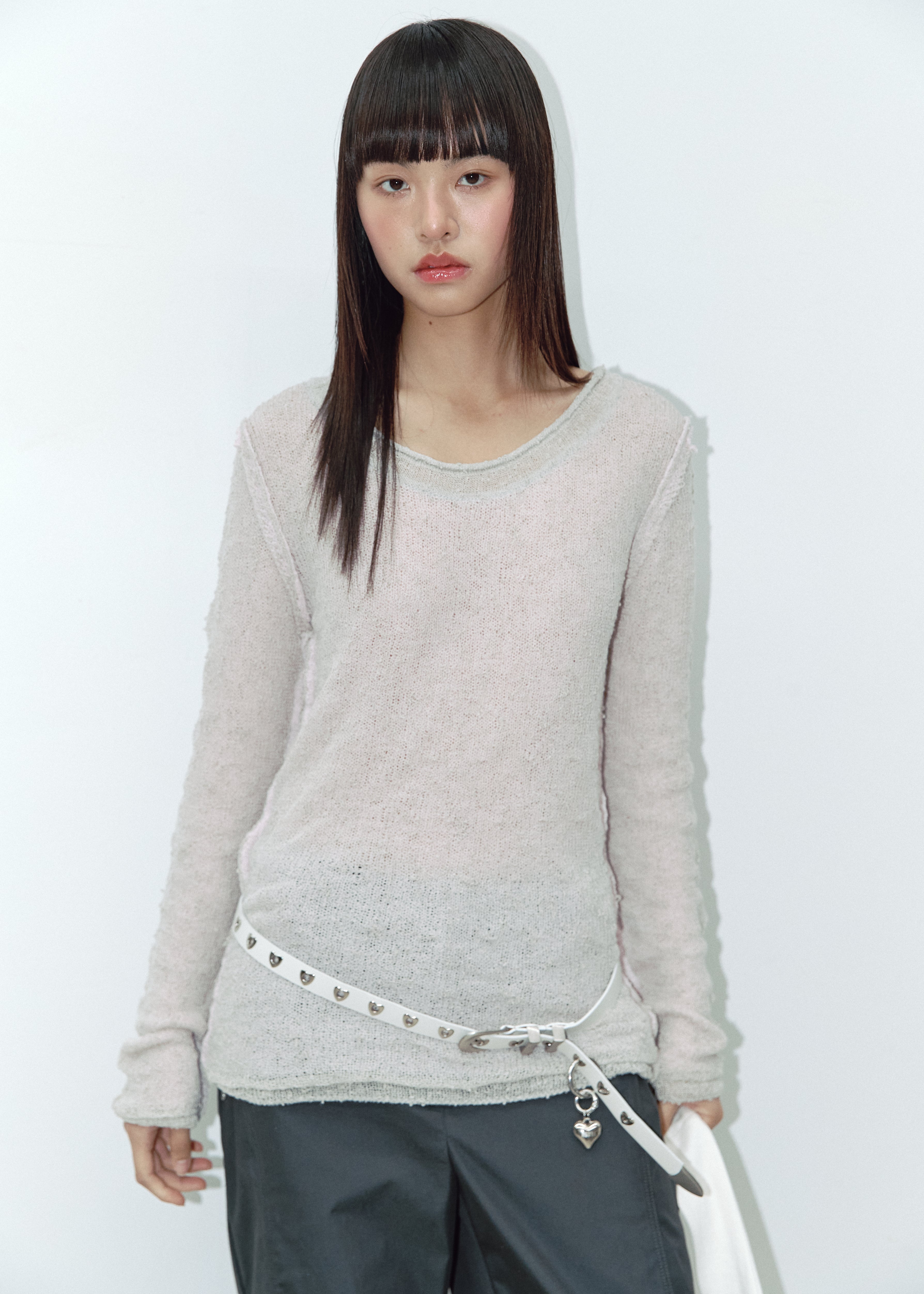 REVERSIBLE DUOBBLE KNIT_GREY/PINK