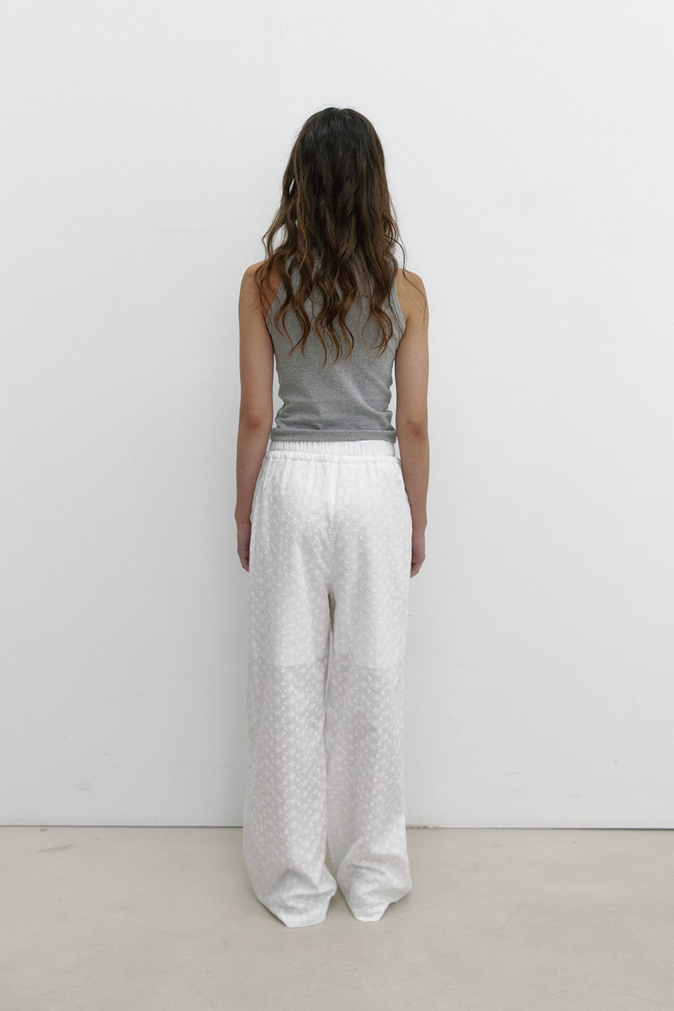 FLOWER STITCH COTTON PANTS_IVORY
