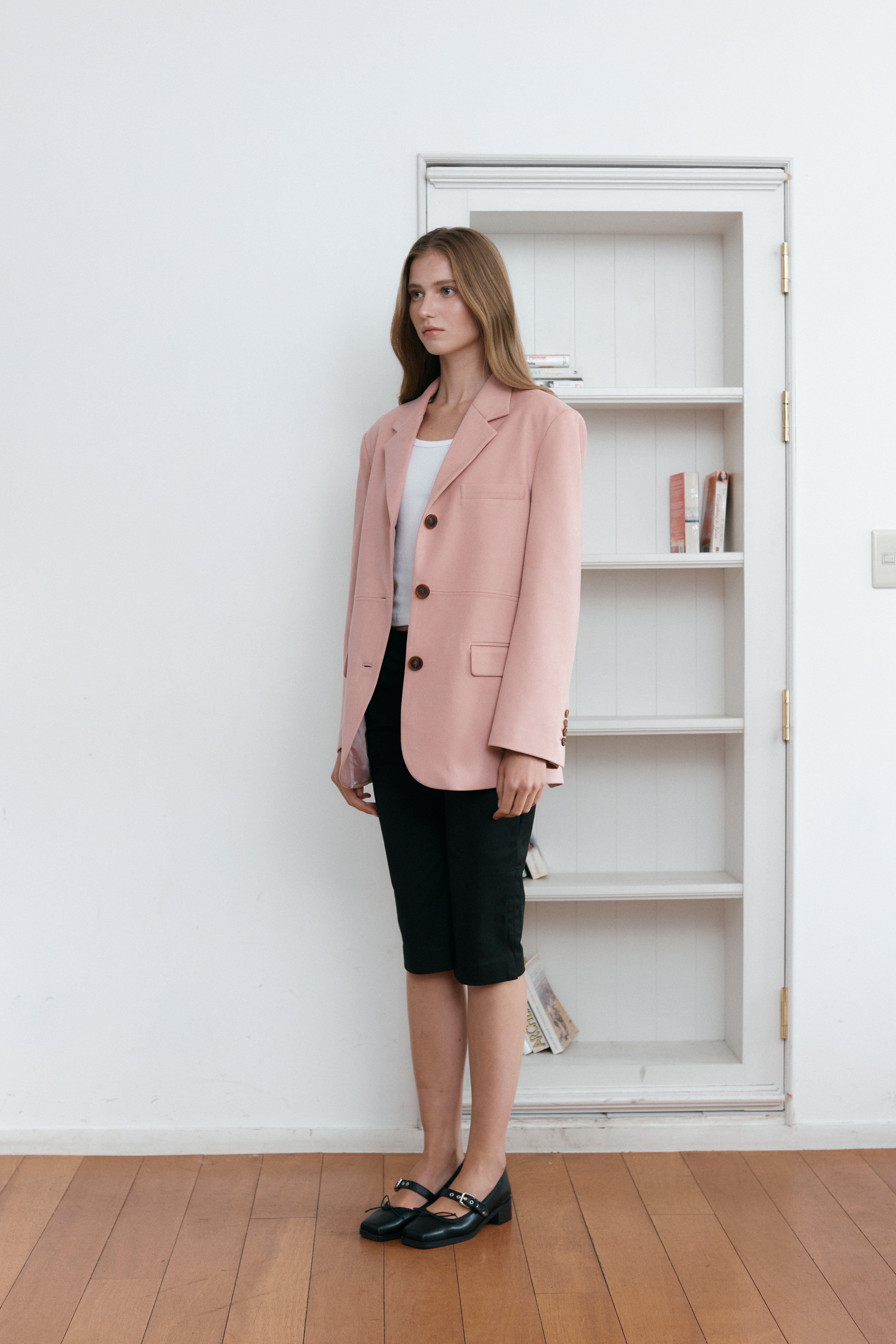 BLAZER EN DAIM À COUTURES APPARENTES_ROSE