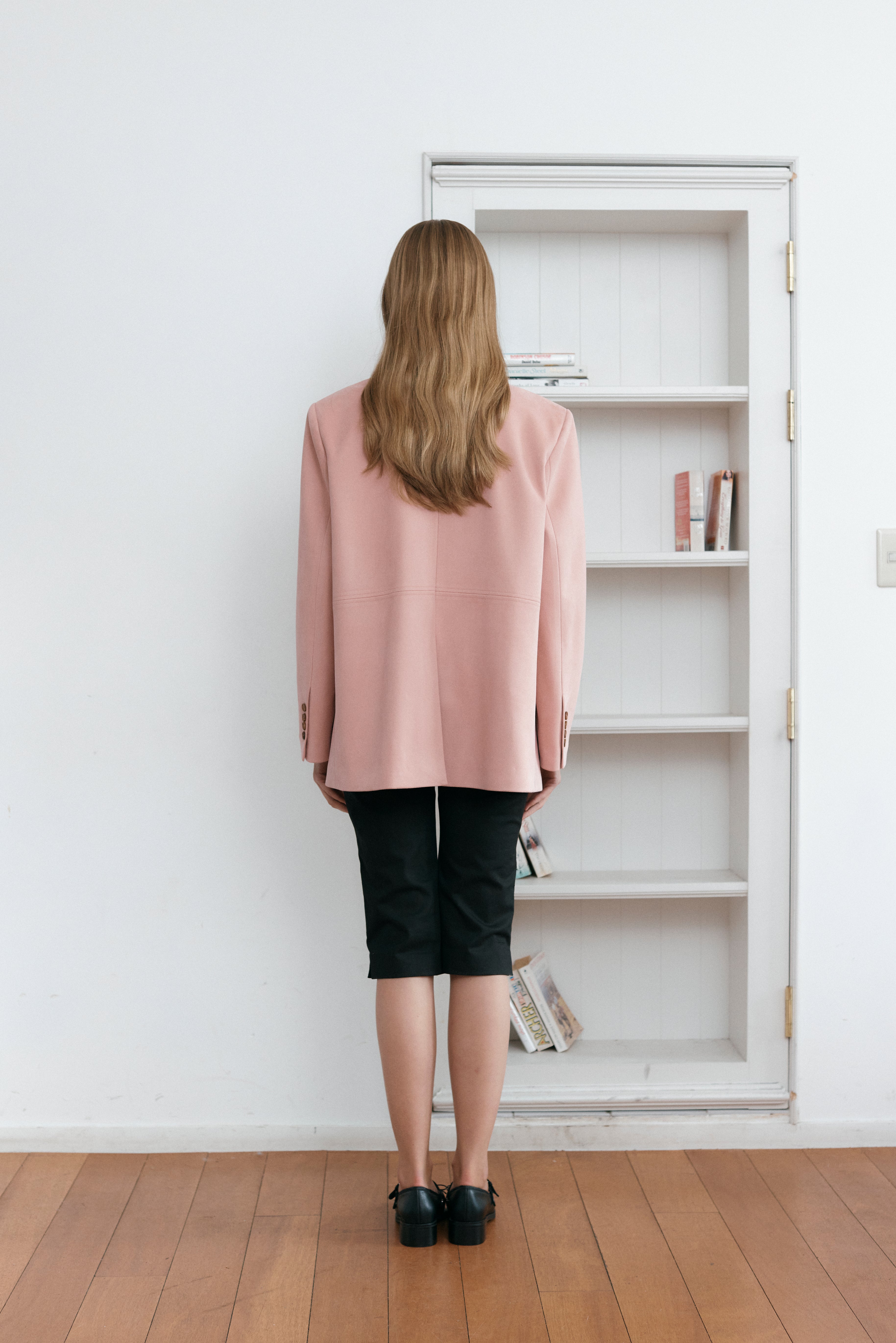BLAZER EN DAIM À COUTURES APPARENTES_ROSE
