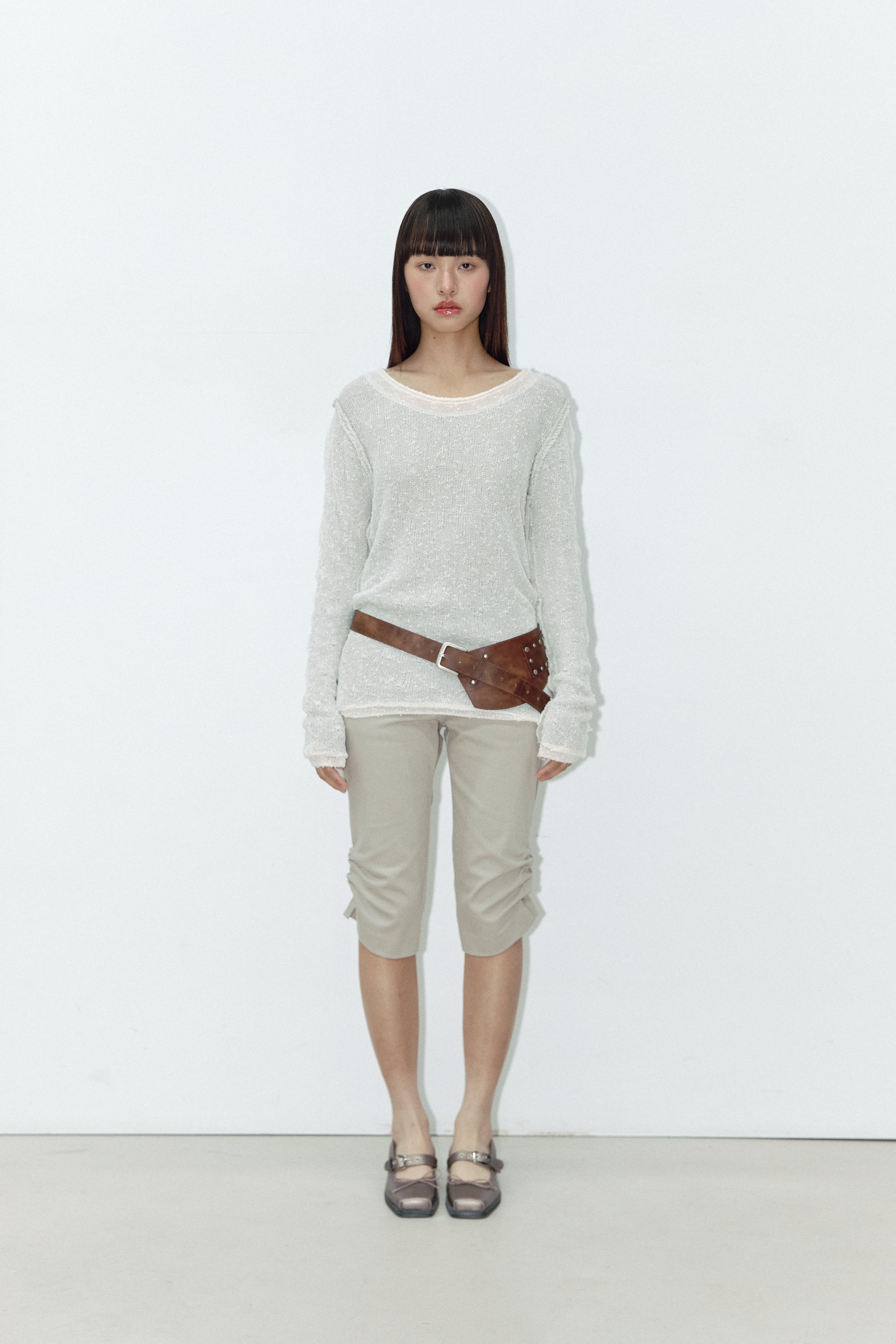REVERSIBLE DUOBBLE KNIT_IVORY/GREY