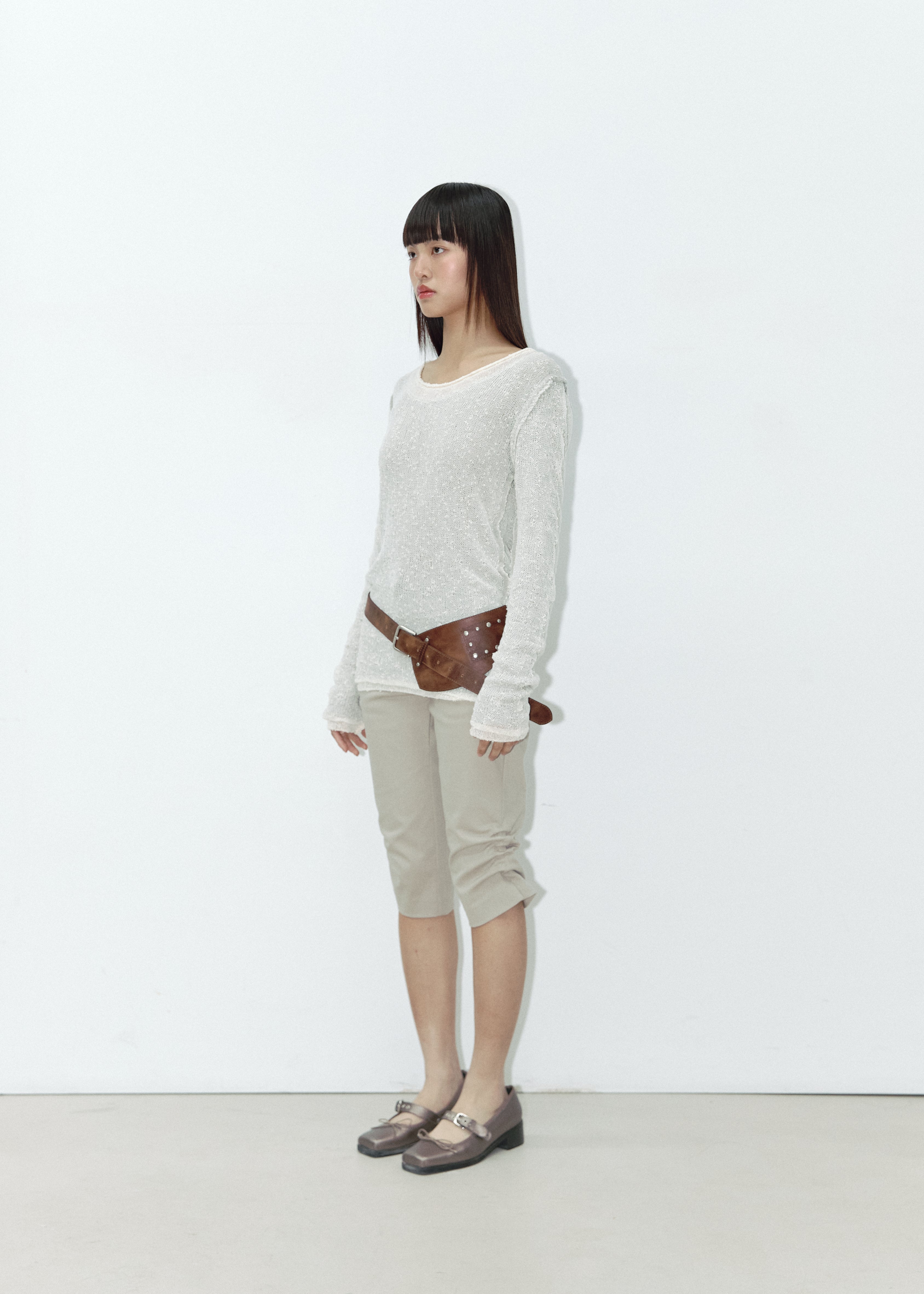 REVERSIBLE DUOBBLE KNIT_IVORY/GREY