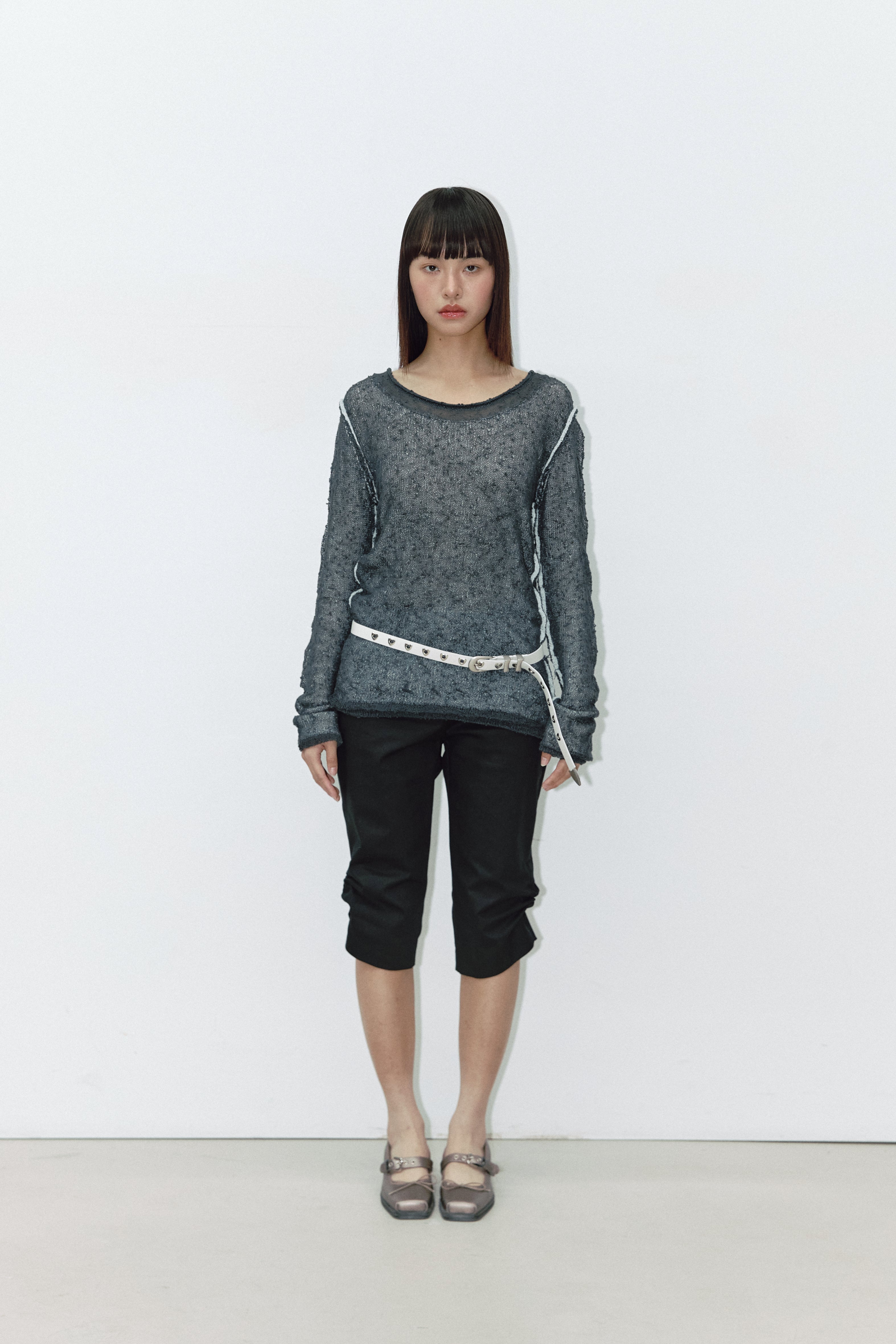 REVERSIBLE DUOBBLE KNIT_CHARCOAL/SKY BLUE