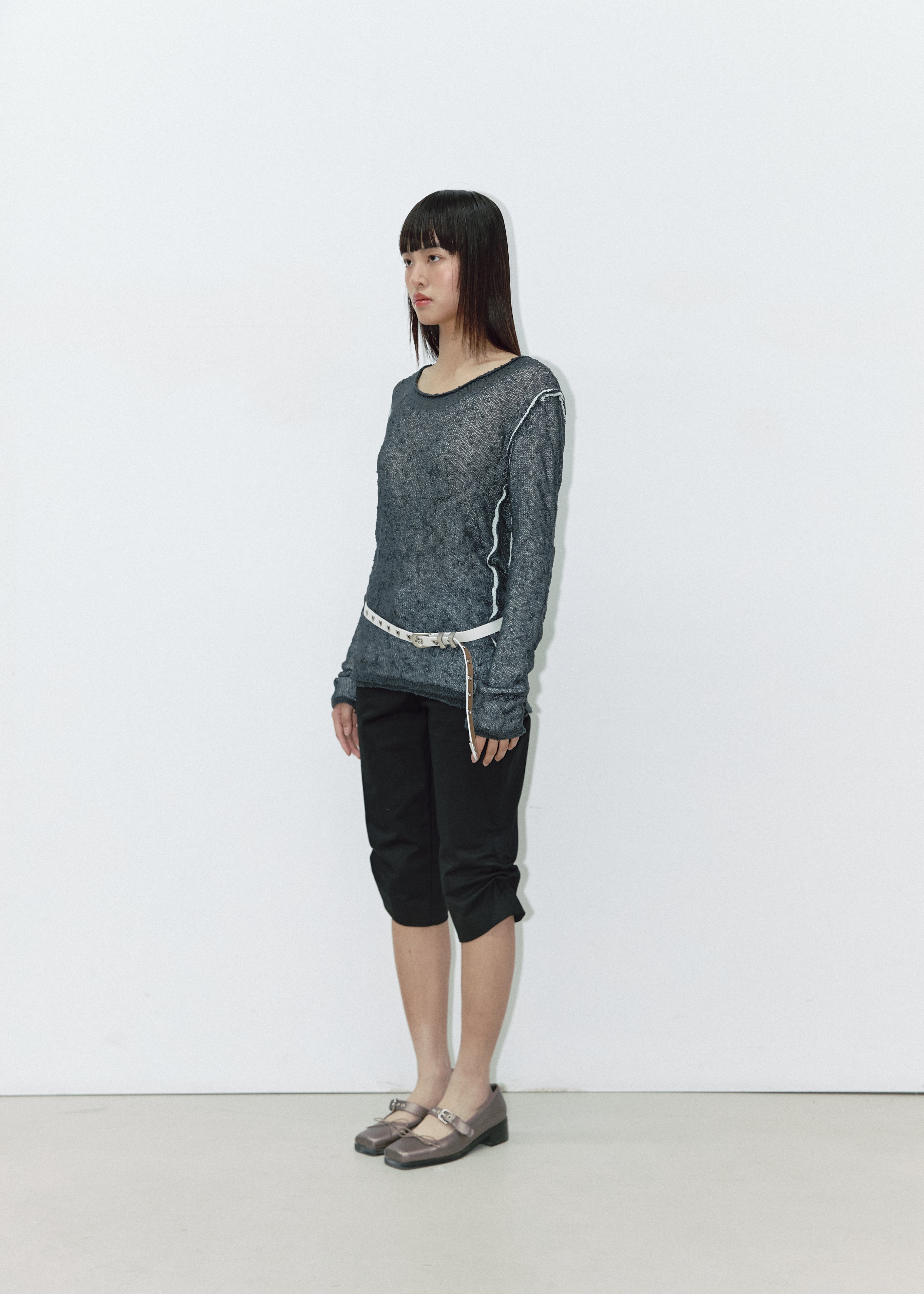 REVERSIBLE DUOBBLE KNIT_CHARCOAL/SKY BLUE