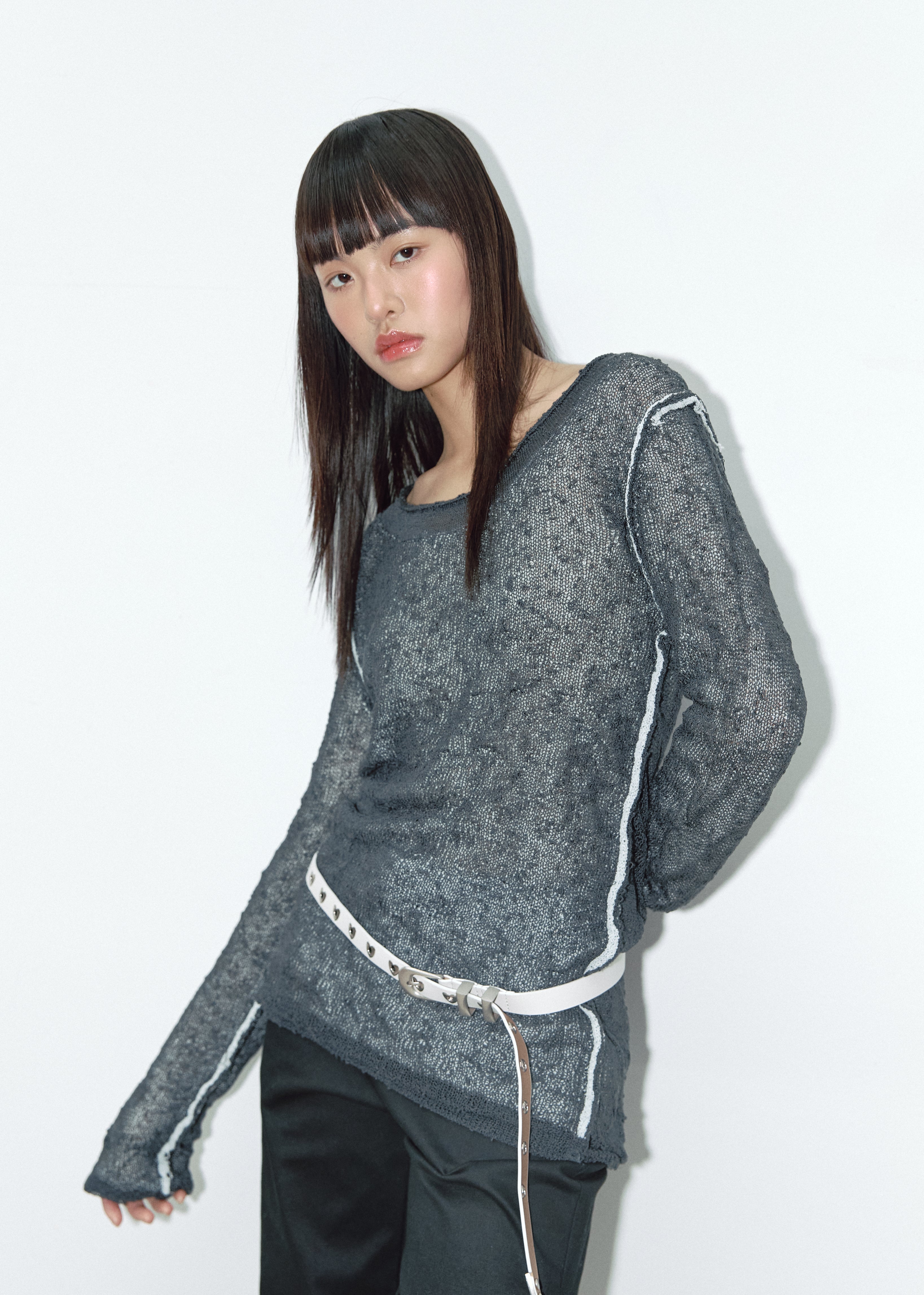 REVERSIBLE DUOBBLE KNIT_CHARCOAL/SKY BLUE