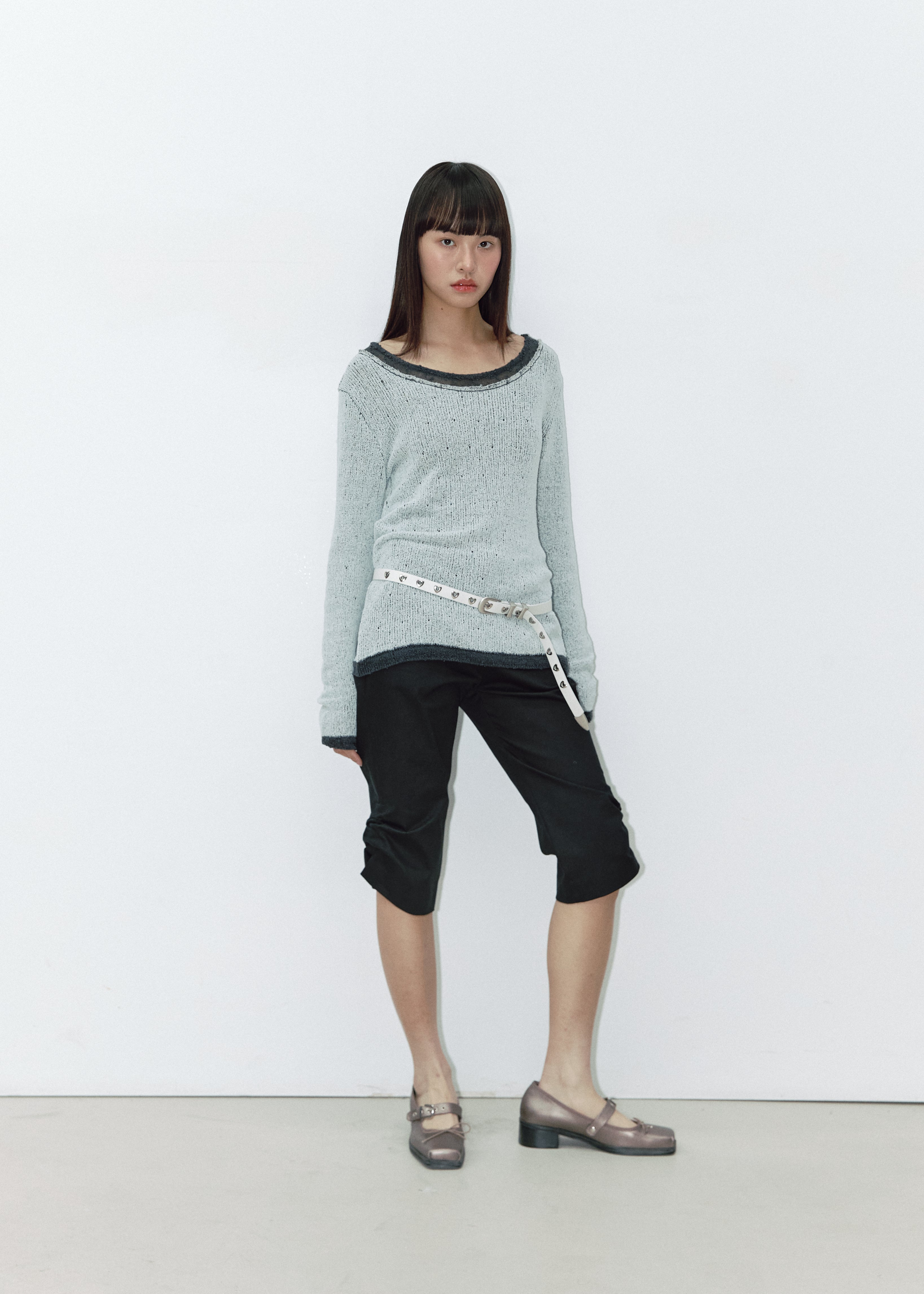 REVERSIBLE DUOBBLE KNIT_CHARCOAL/SKY BLUE