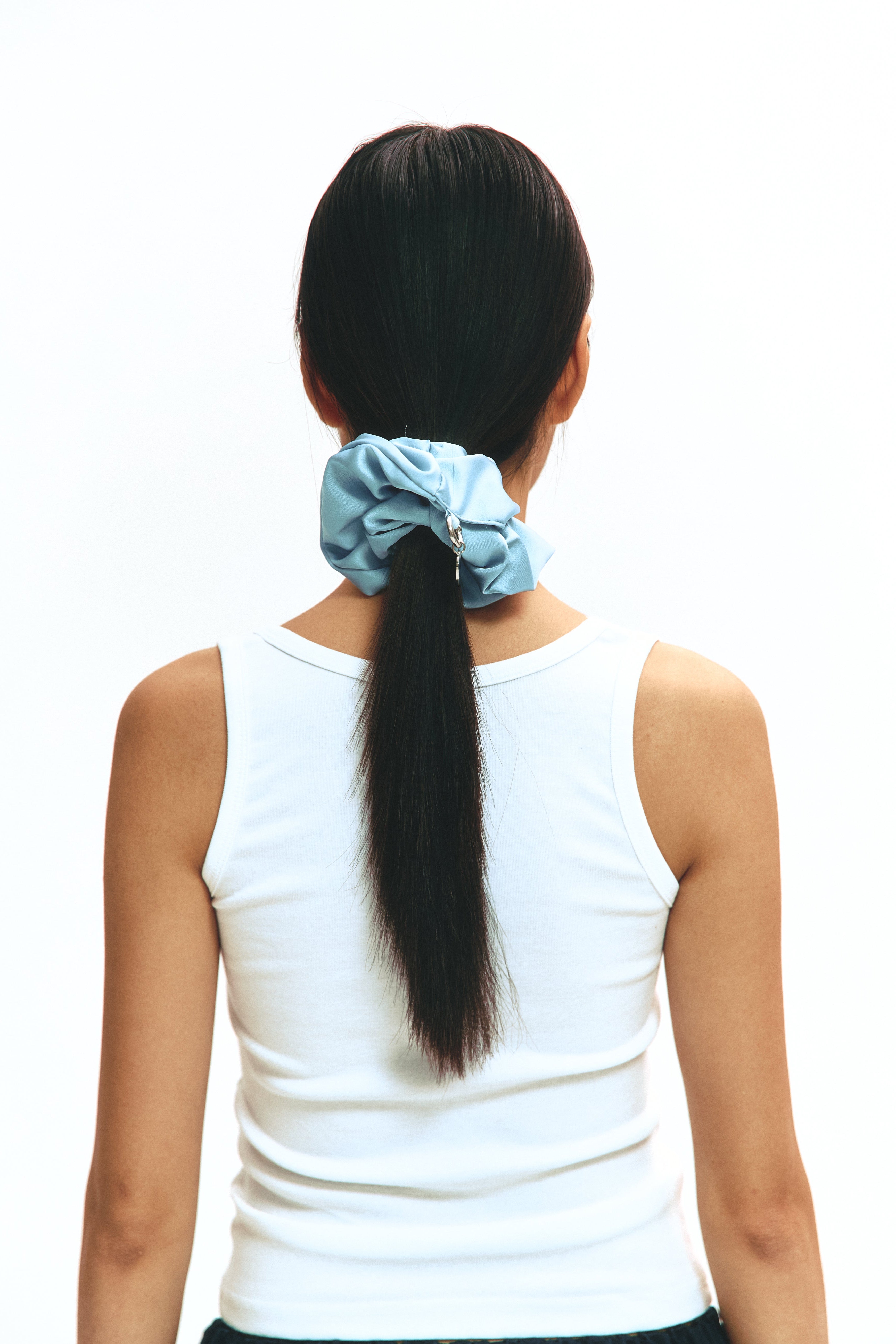 SATIN KEYRING SCRUNCH_SKY BLUE