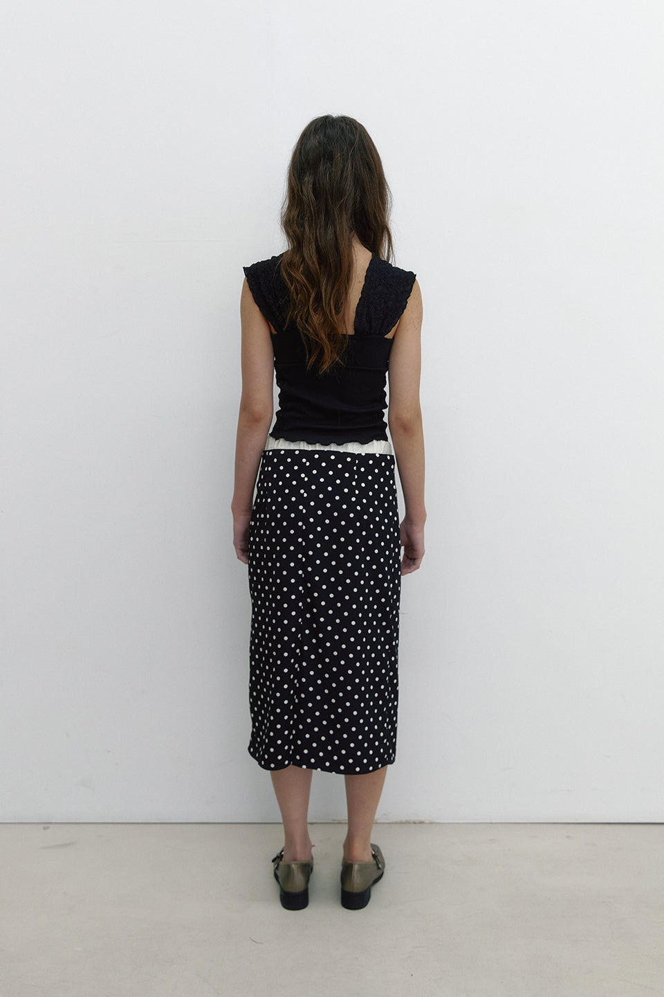 LAYERED DOT SKIRT_BLACK