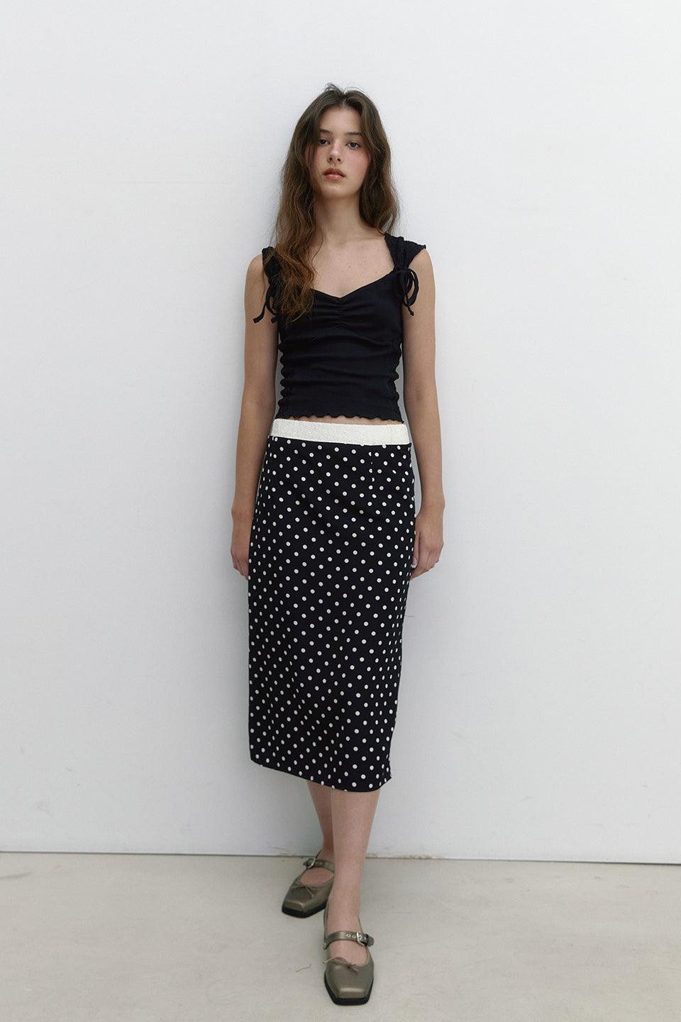 LAYERED DOT SKIRT_BLACK