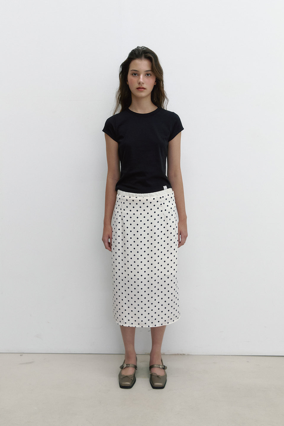 LAYERED DOT SKIRT_IVORY