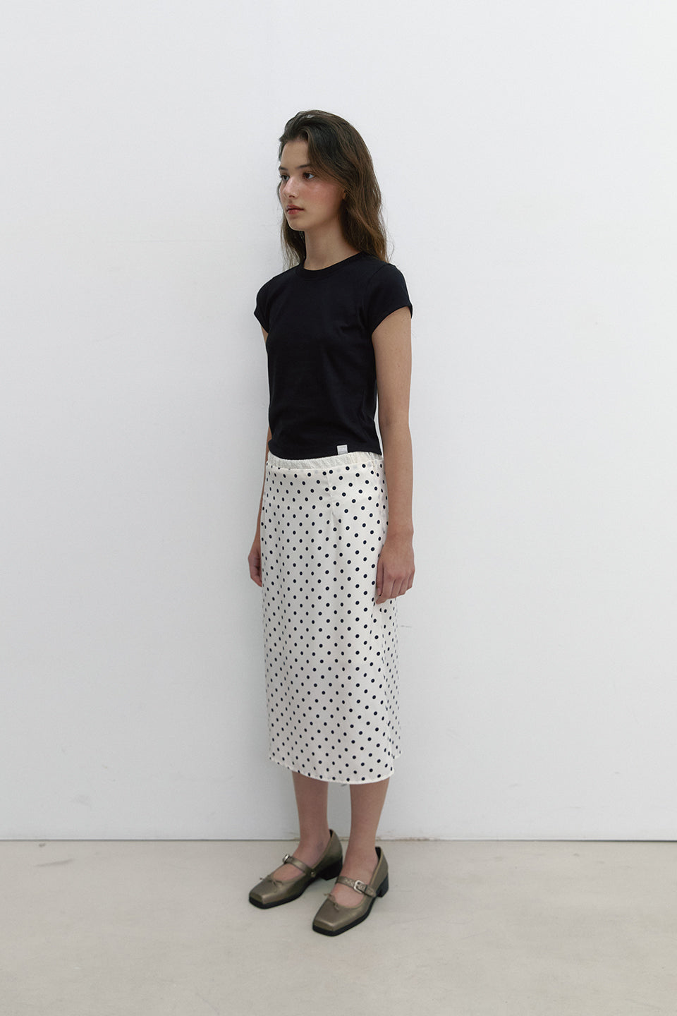 LAYERED DOT SKIRT_IVORY