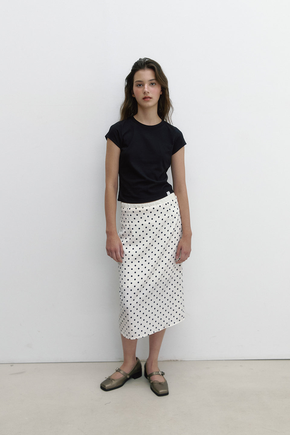 LAYERED DOT SKIRT_IVORY