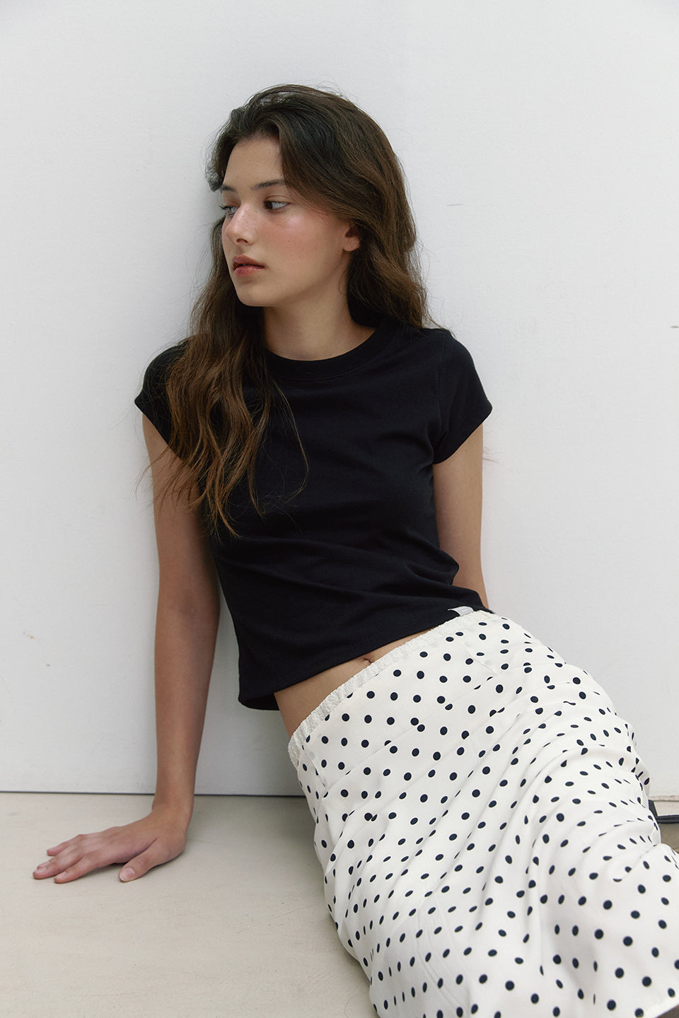 LAYERED DOT SKIRT_IVORY
