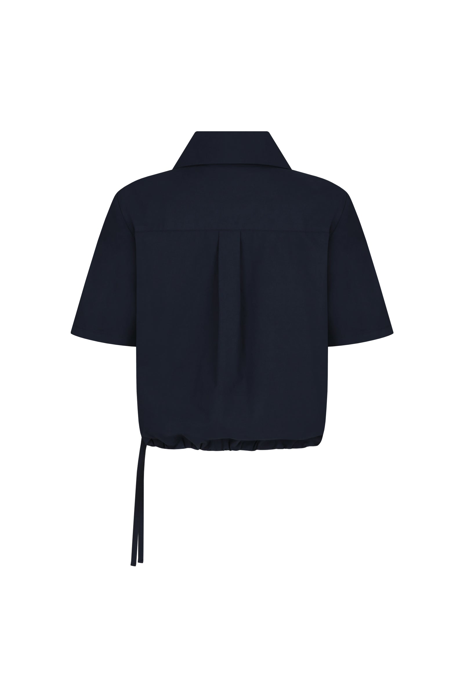 ASYMMETRY COLLAR POLO CROP SHIRT_BLEU MARINE