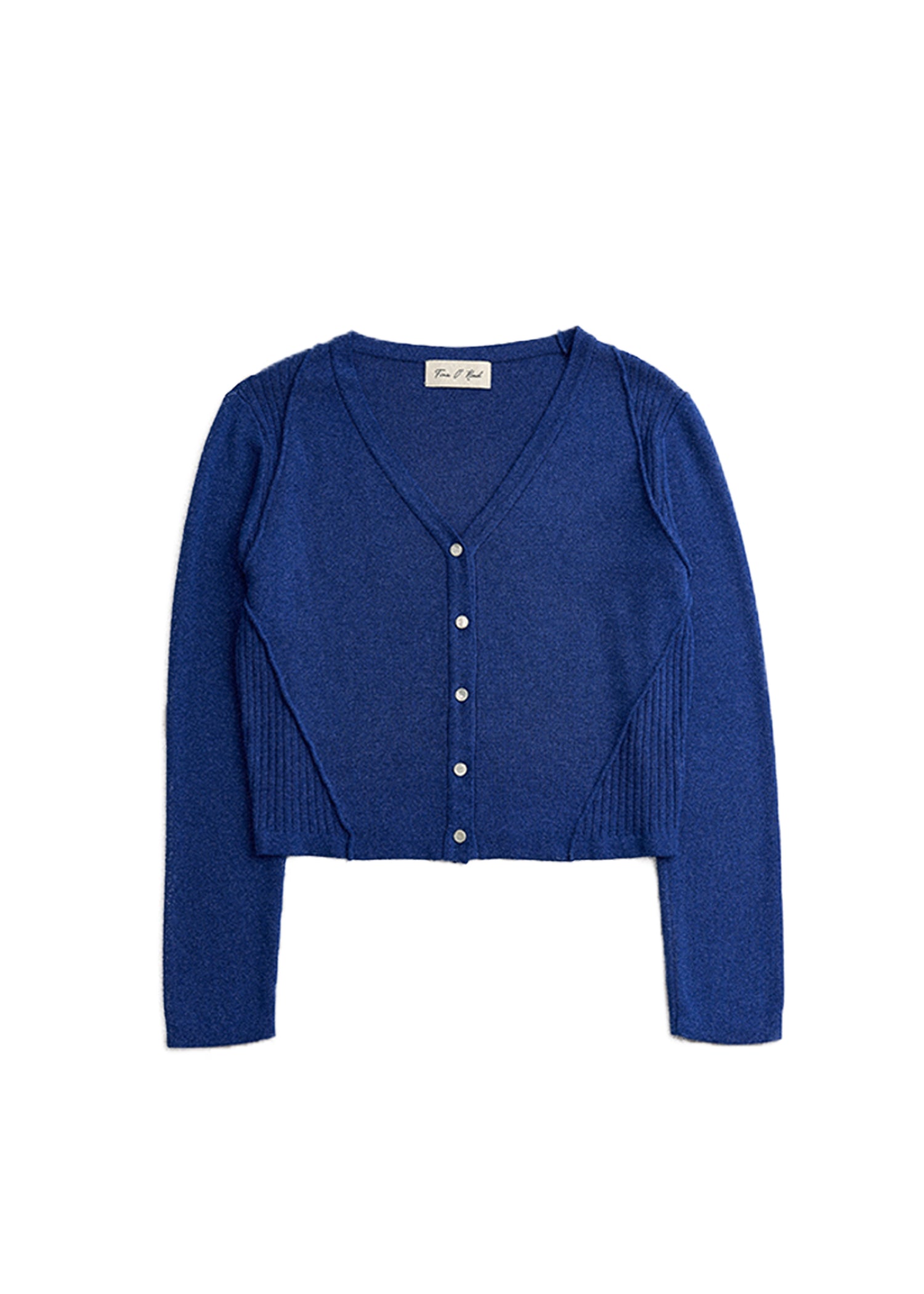 CARDIGAN À COUTURES BRUTES_BLEU