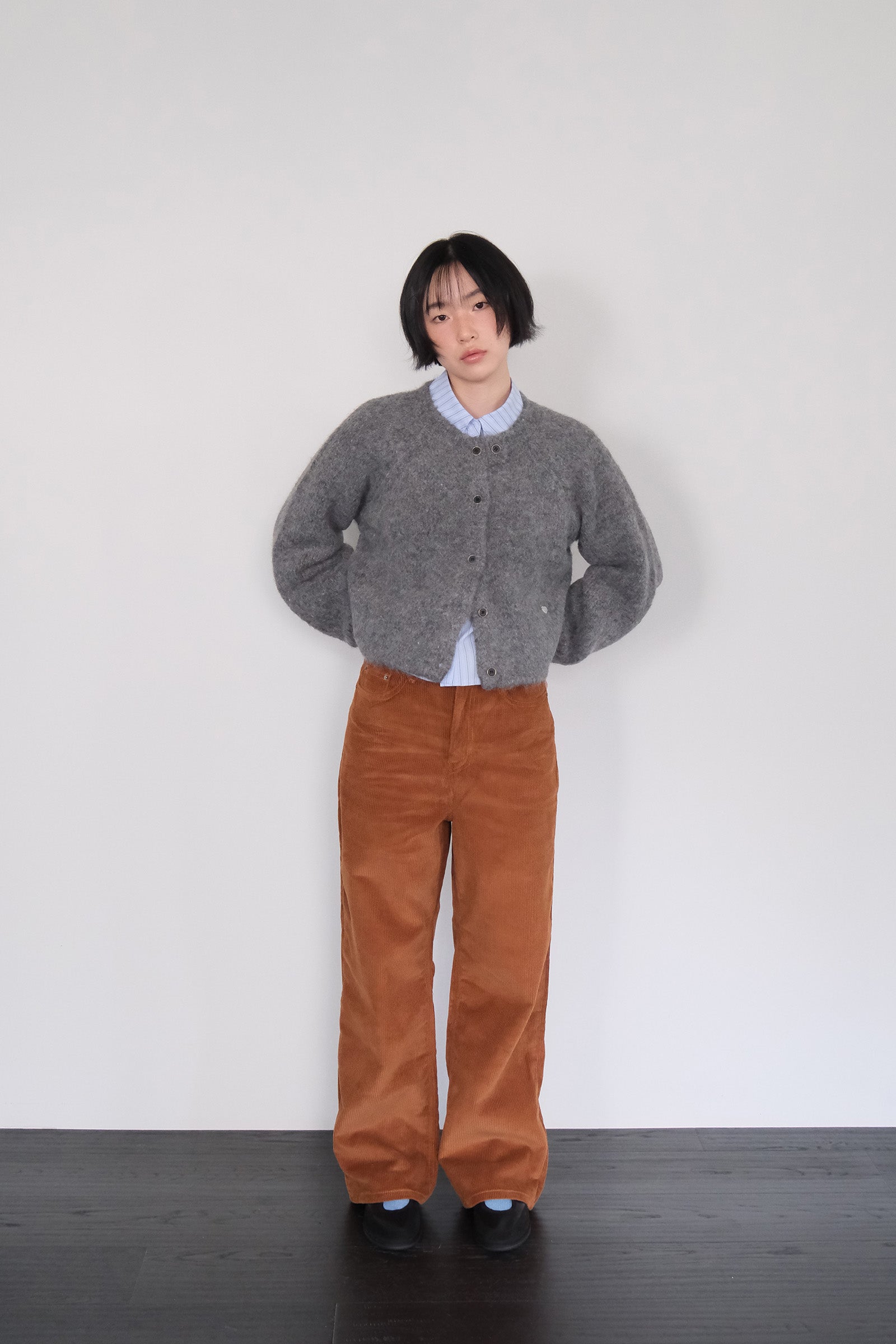 MOUI CLOUD ALPACA KNIT CARDIGAN_DARK GREY