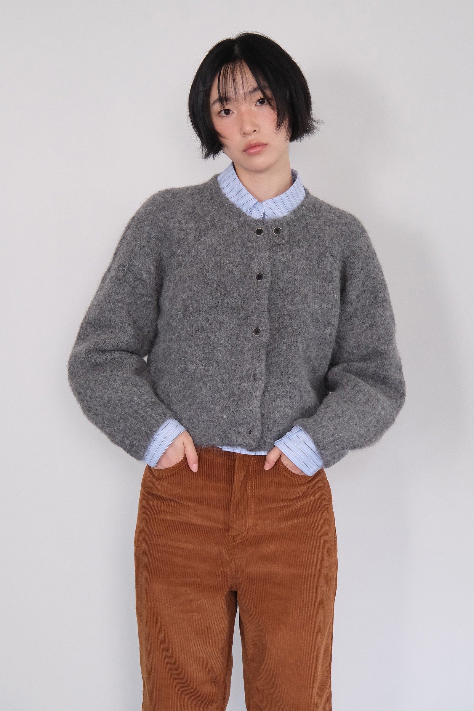 MOUI CLOUD ALPACA KNIT CARDIGAN_DARK GREY