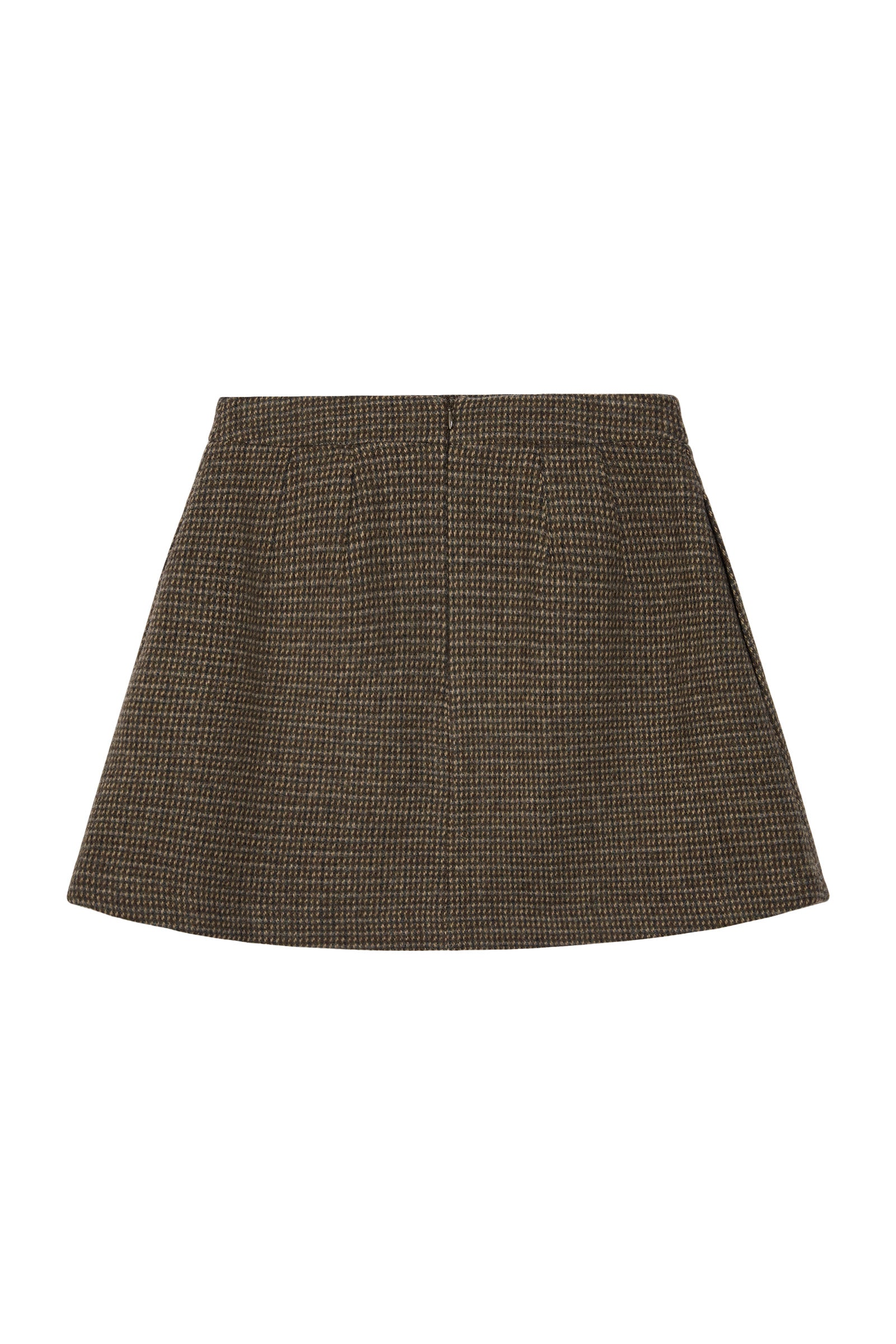 MOUI WOOL CHECK MINI SKIRT_BROWN