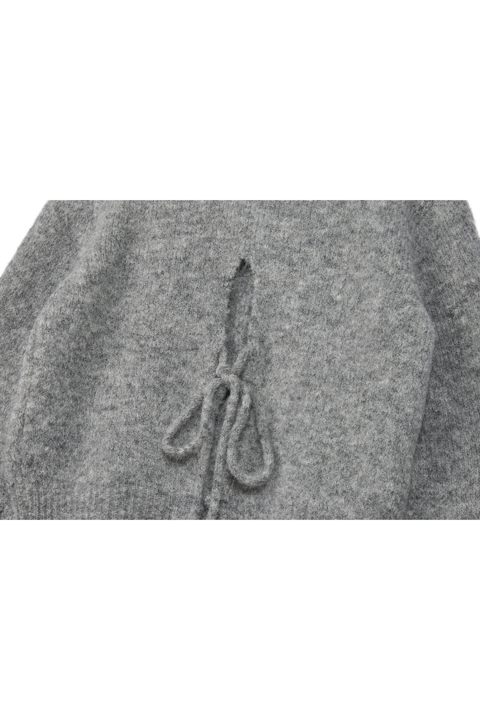 MOUI CARDIGAN EN ALPAGA À FENTE AVEC RUBAN_GRIS