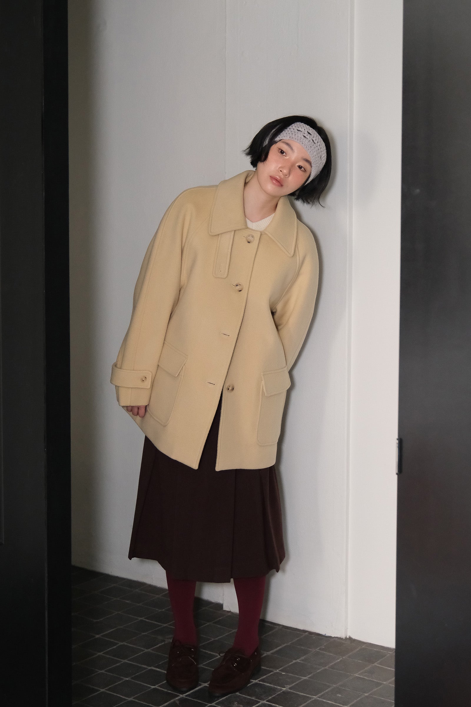 MOUI CLASSIC WOOL HALF COAT_BUTTER