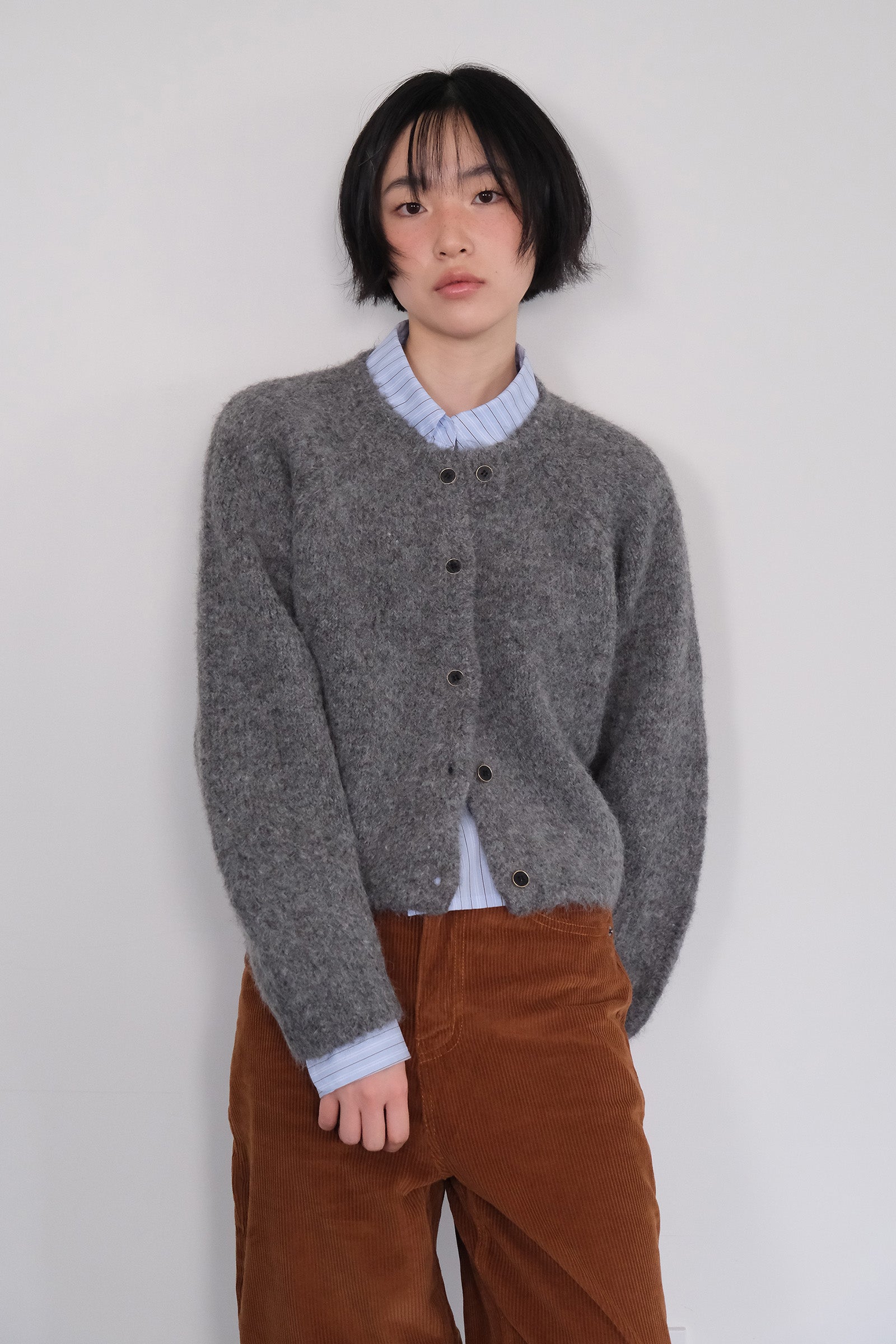 MOUI CLOUD ALPACA KNIT CARDIGAN_DARK GREY