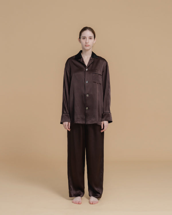 Pyjama en soie charme cacao