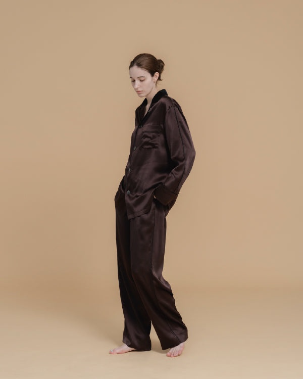 Pyjama en soie charme cacao