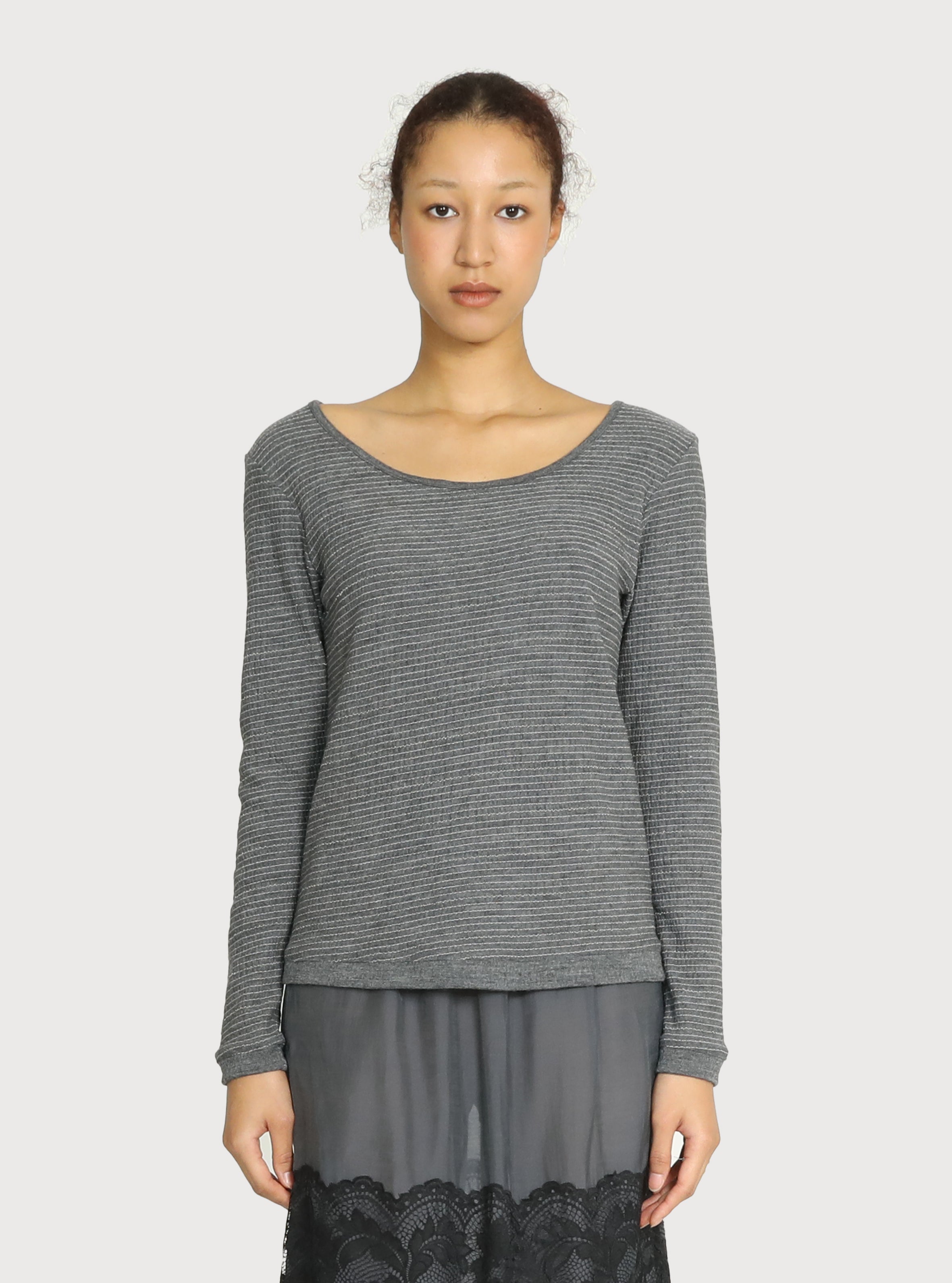 CRINKLY WOOL BALLERINA TOP_GREY