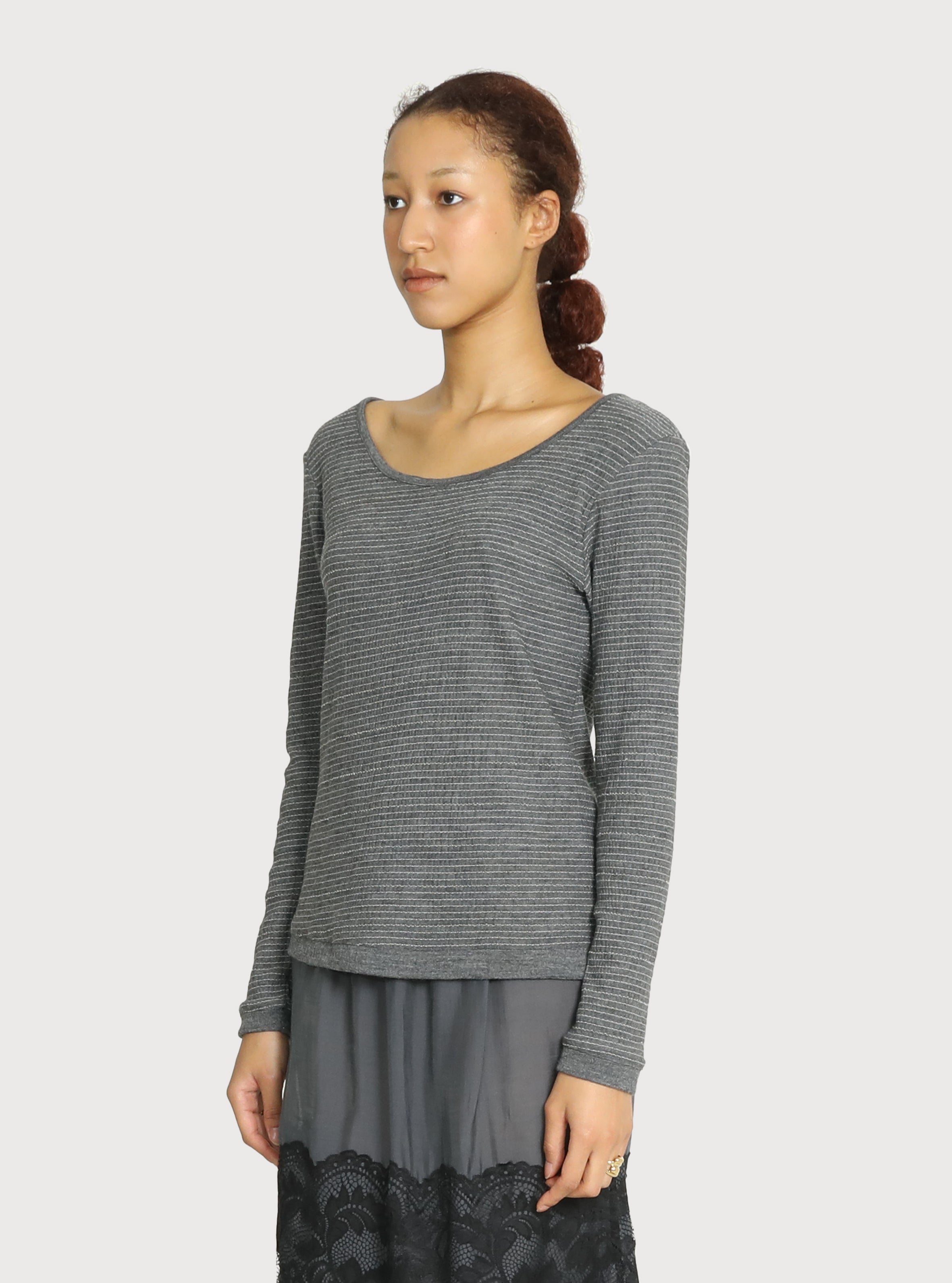 CRINKLY WOOL BALLERINA TOP_GREY