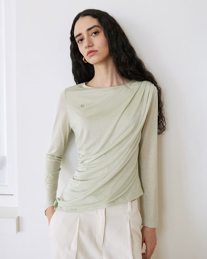 T-SHIRT DRAPÉ_PISTACHE