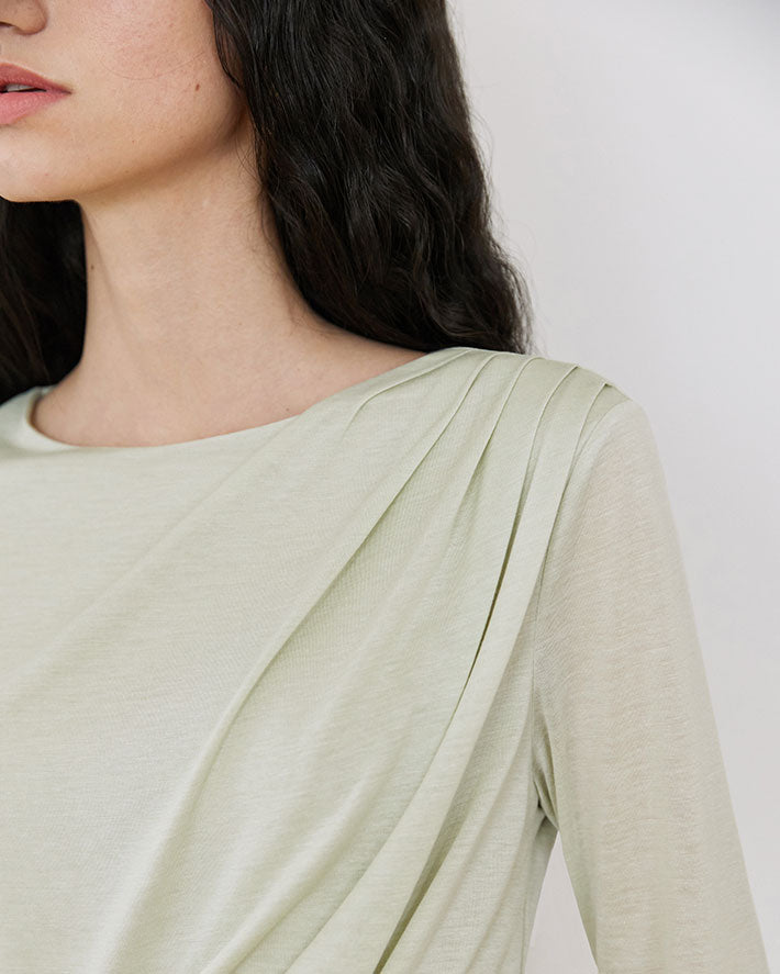 T-SHIRT DRAPÉ_PISTACHE