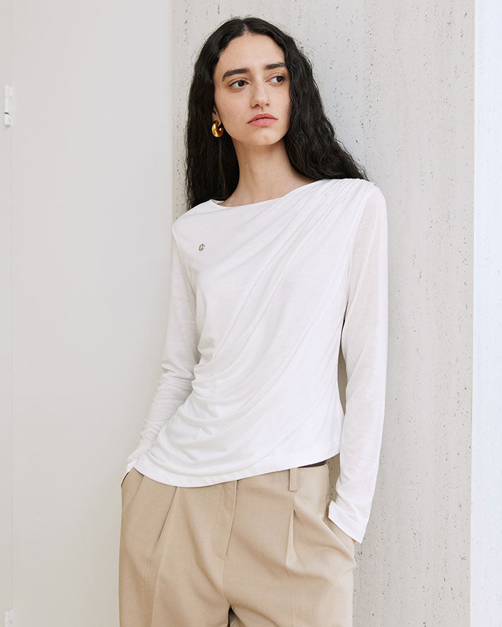 T-SHIRT DRAPÉ_BLANC