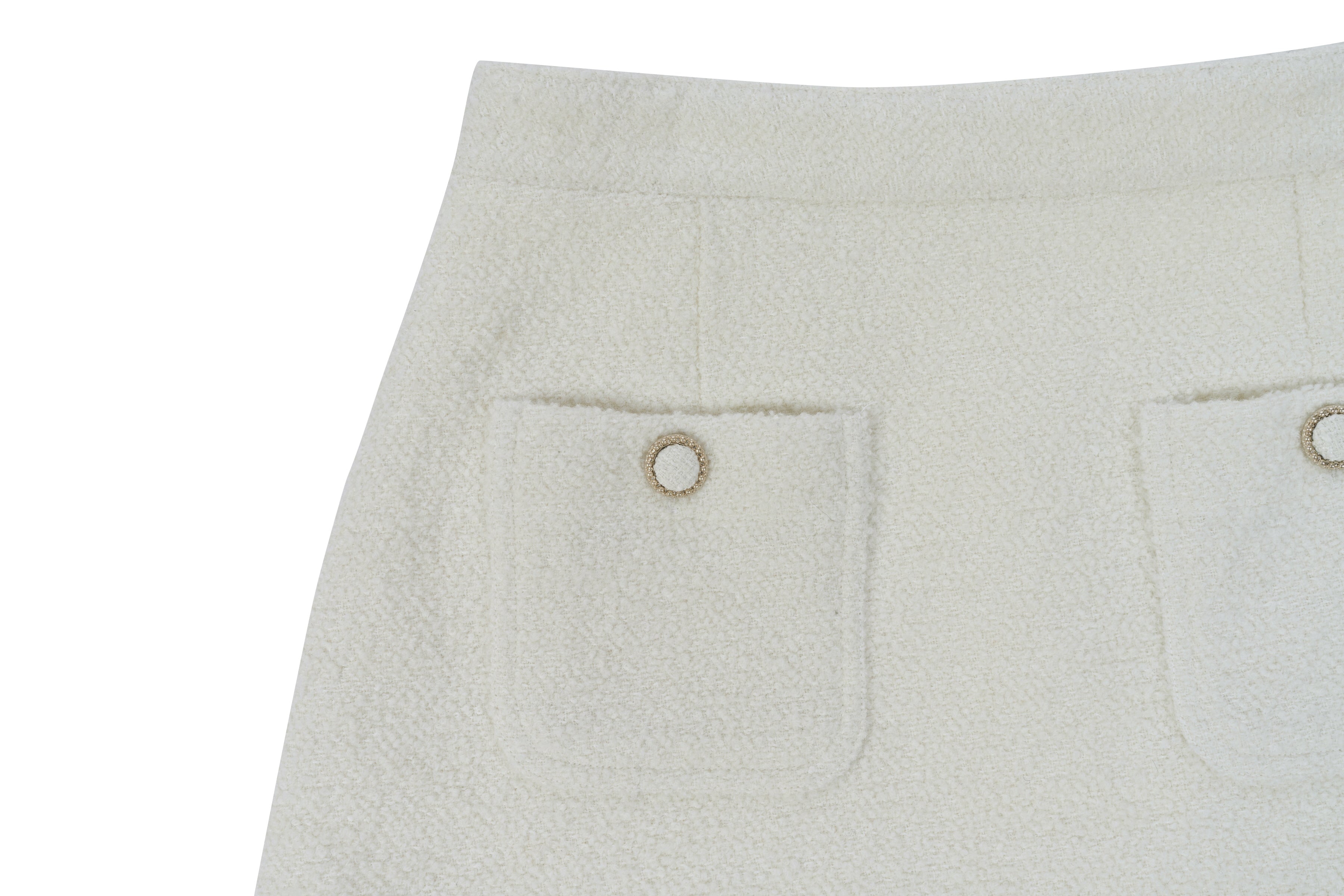 WOOL BOUCLE SKIRT_IVORY