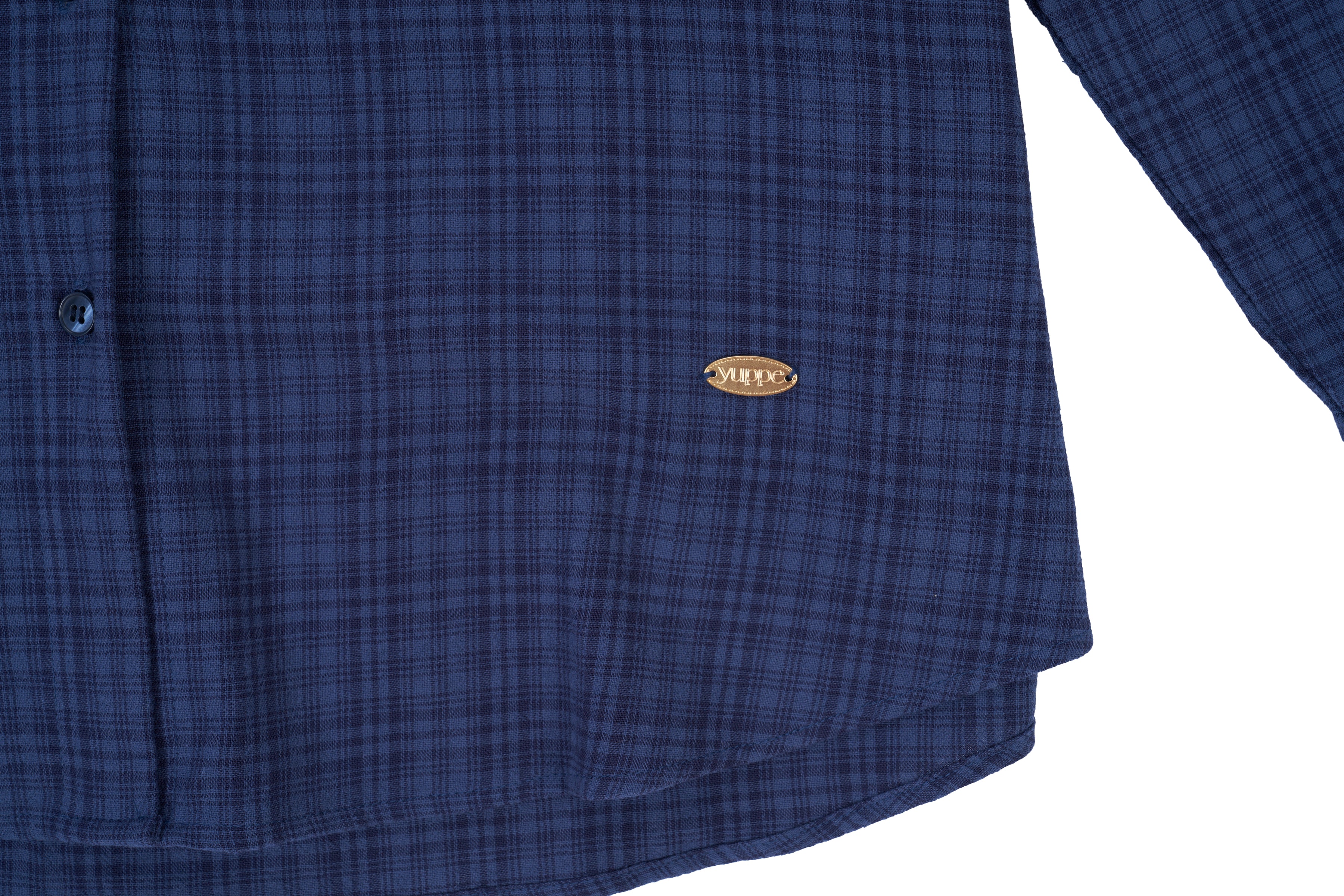 CHEMISE À CARREAUX EN COTON_BLEU MARINE