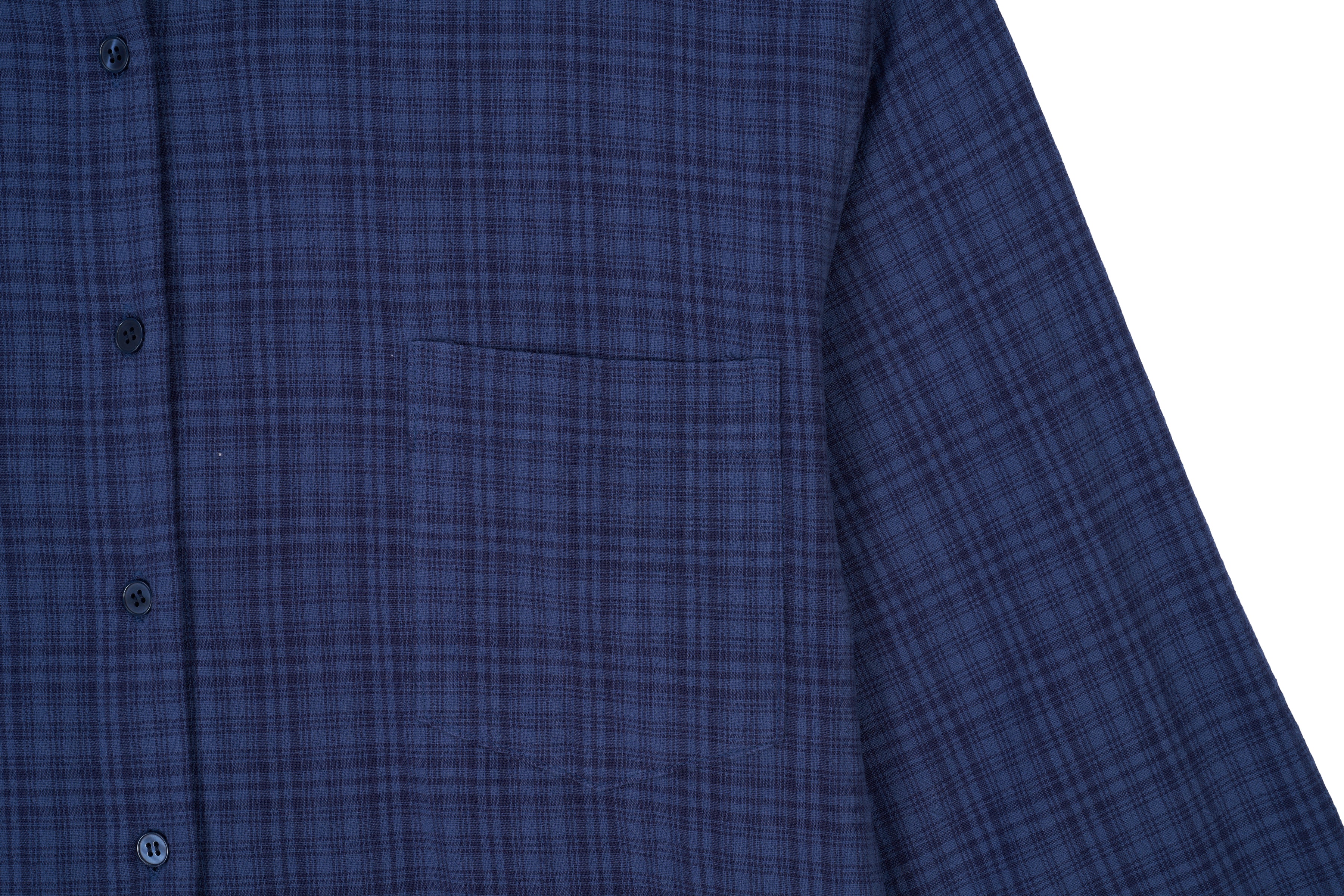 CHEMISE À CARREAUX EN COTON_BLEU MARINE