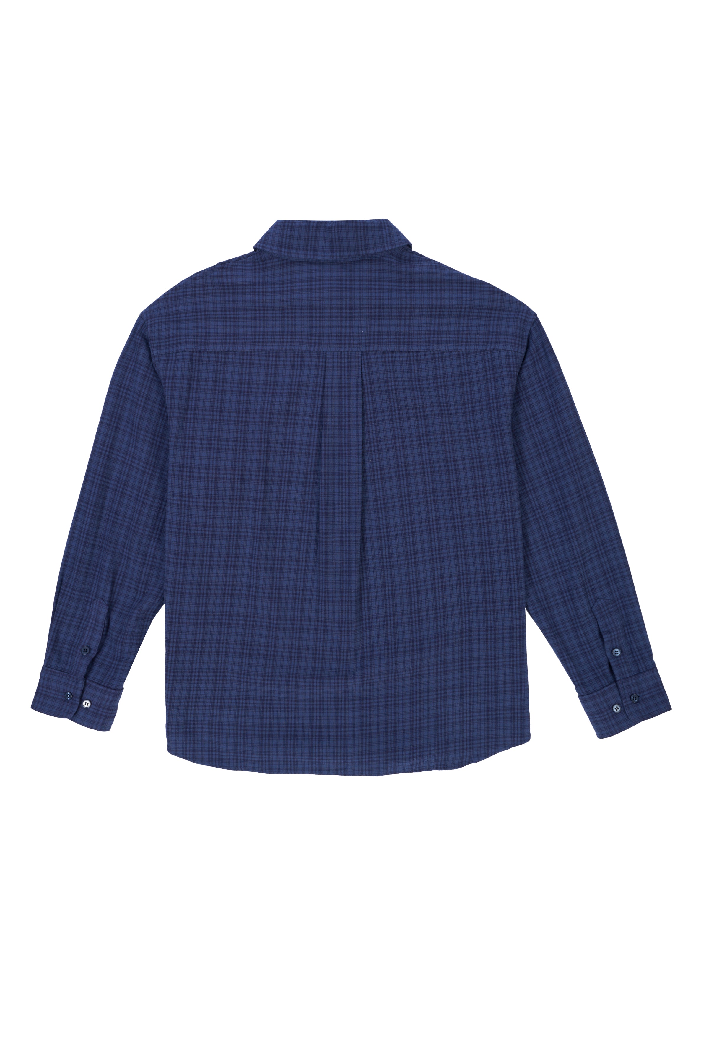 CHEMISE À CARREAUX EN COTON_BLEU MARINE