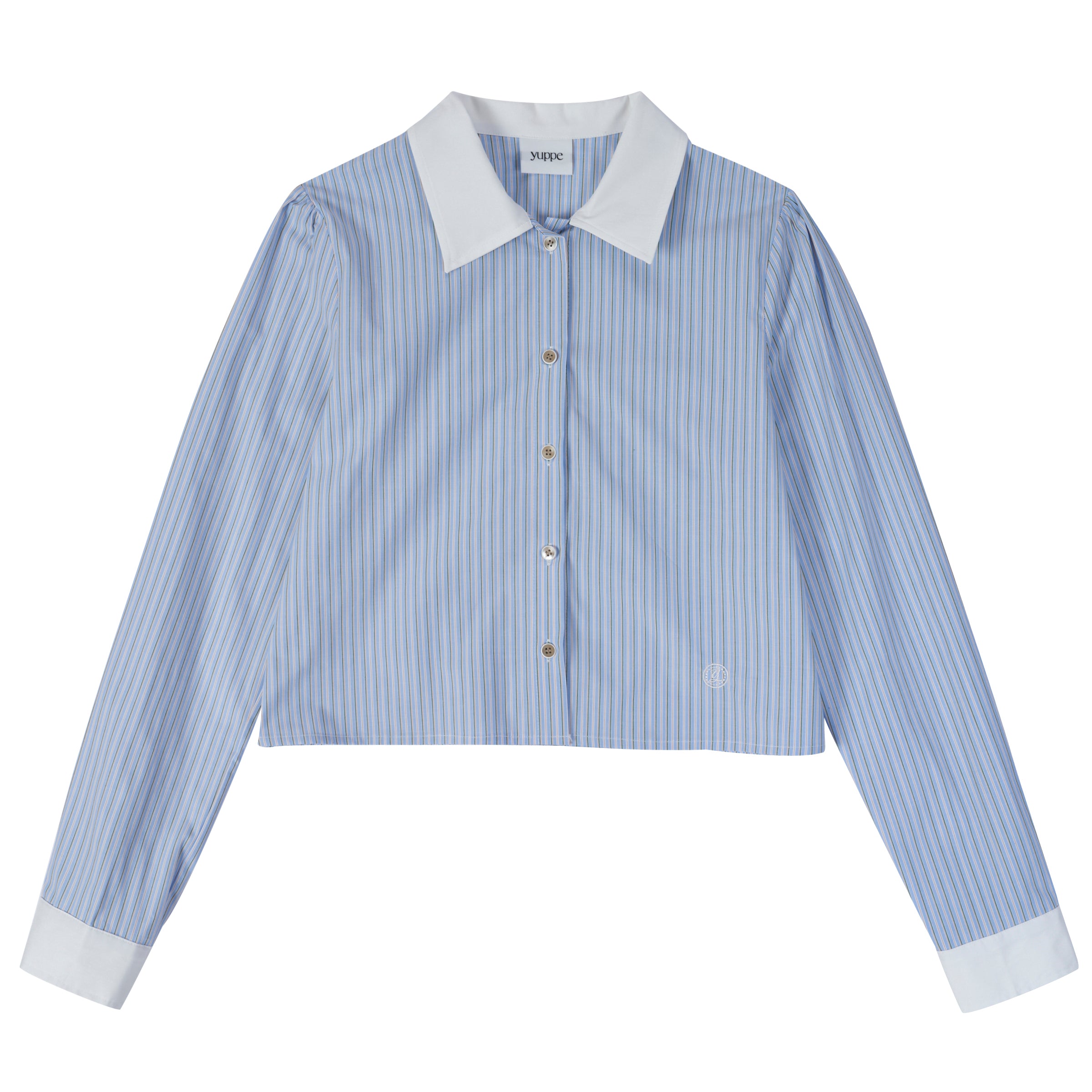 CROP STRIPE SHIRT_SKY BLUE