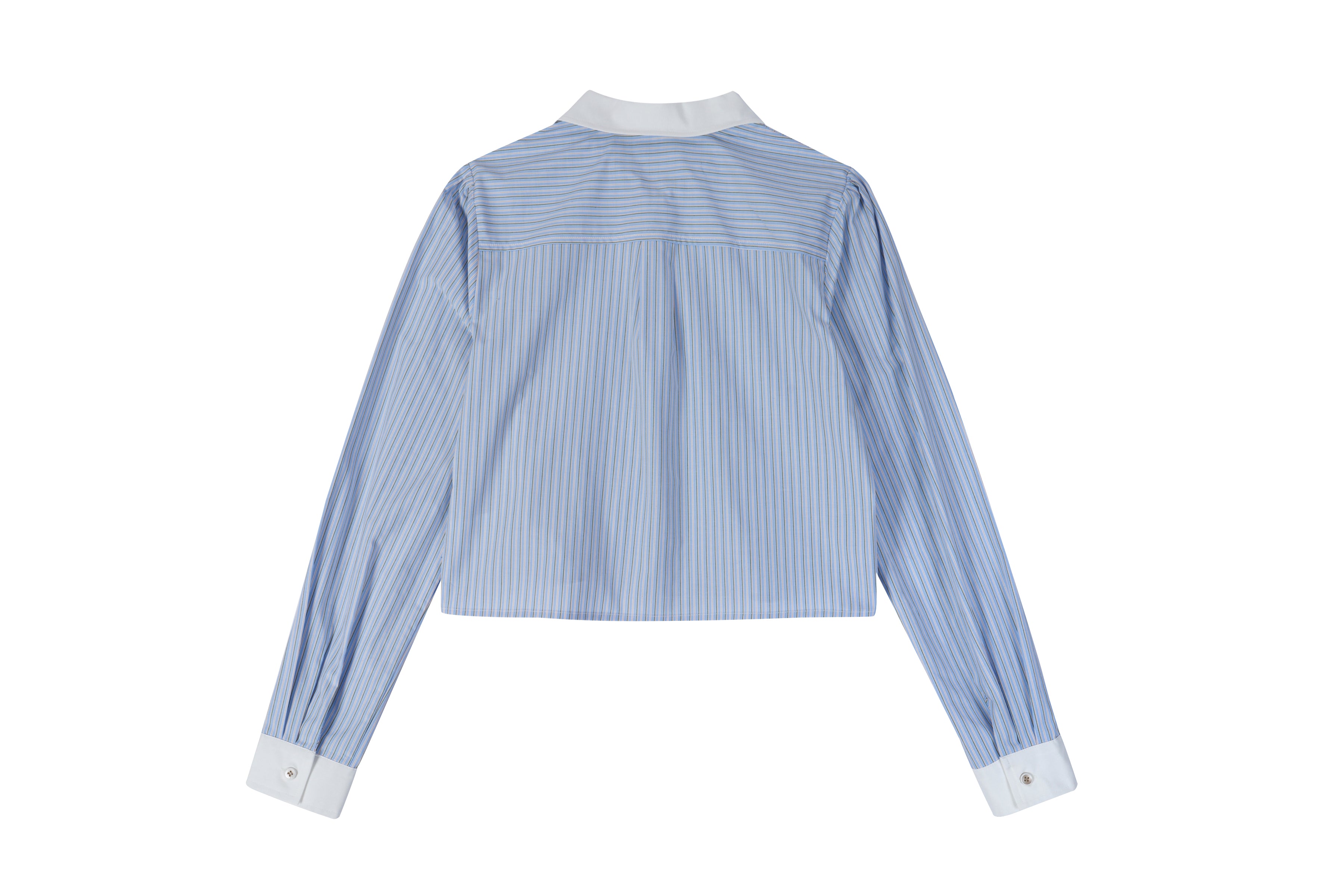 CROP STRIPE SHIRT_SKY BLUE