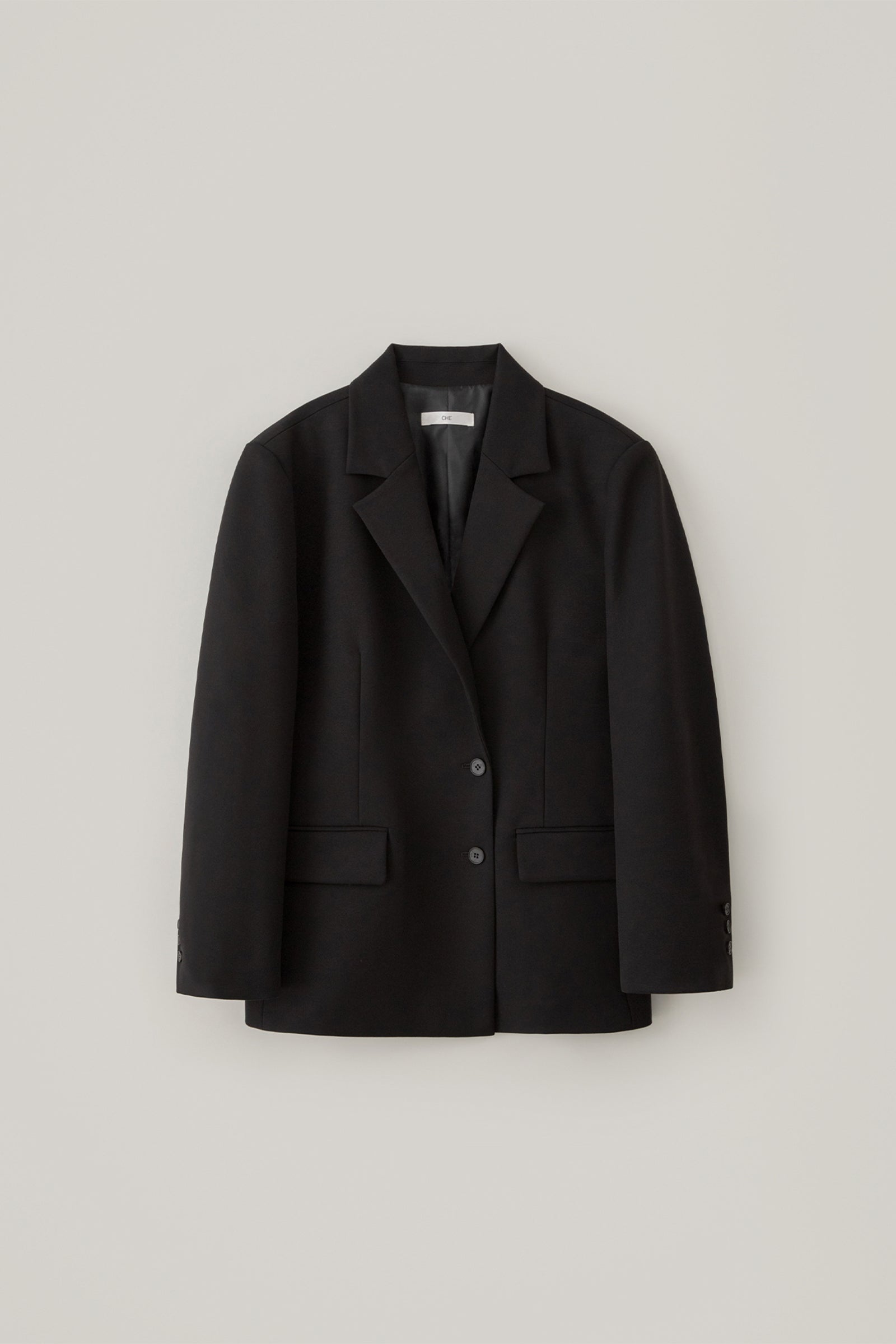 DOUBLE BREASTED OVERSIZED JACKET_BLACK