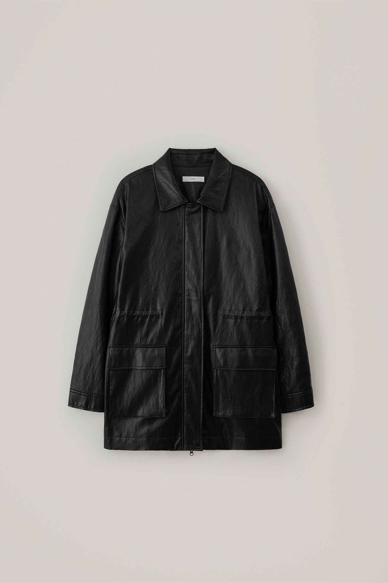 HALF SAFARI LEATHER JACKET_BLACK