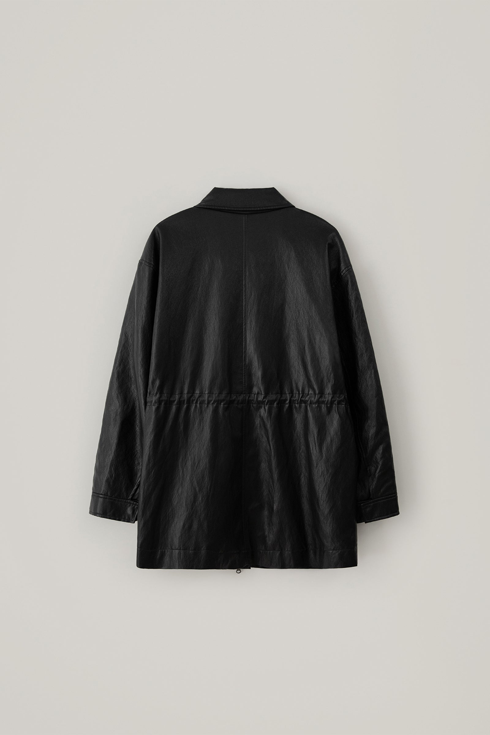 HALF SAFARI LEATHER JACKET_BLACK