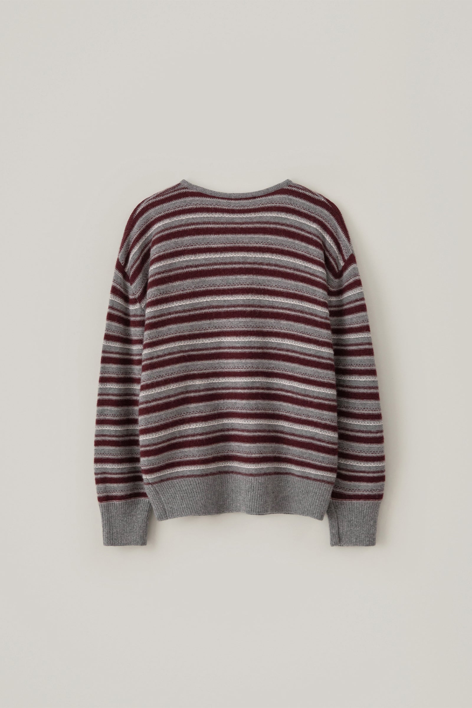 OSCAR STRIPE V-NECK KNIT_WINE