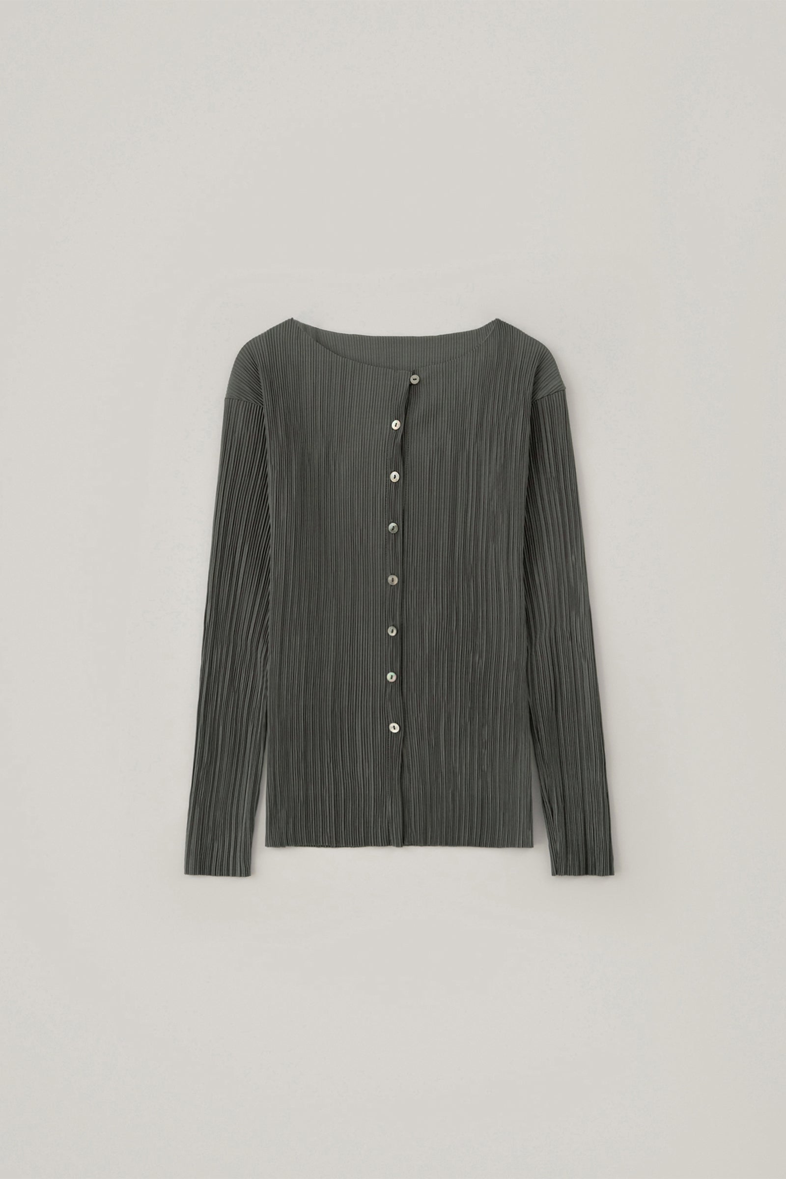 PLEATS CARDIGAN_CHARCOAL