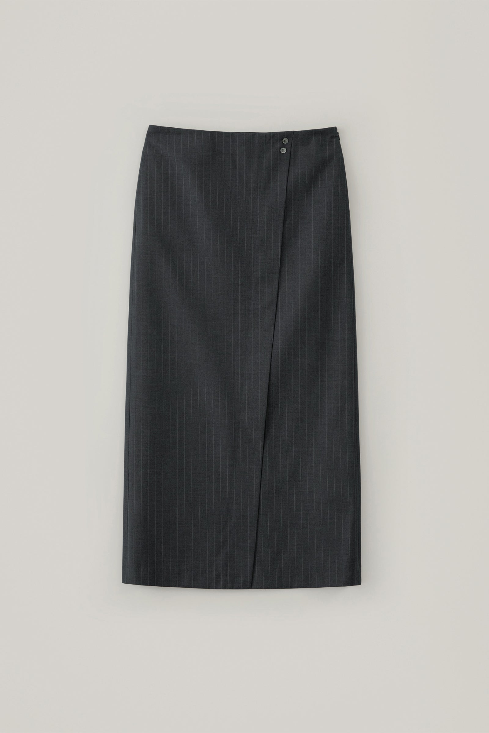 STRIPE WRAP MAXI SKIRT_CHARBON
