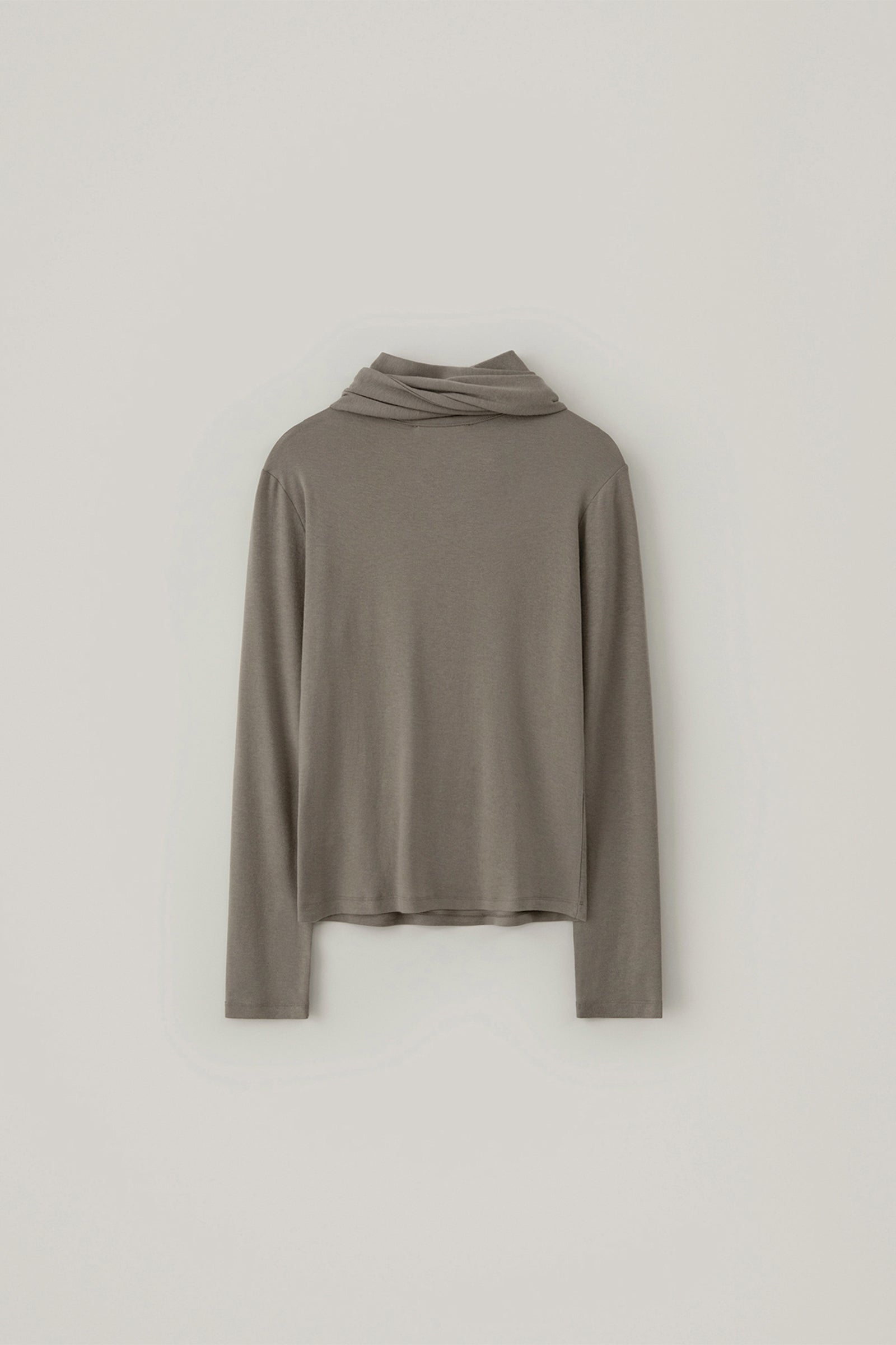 WOOL TIE NECK TOP_ASH BROWN