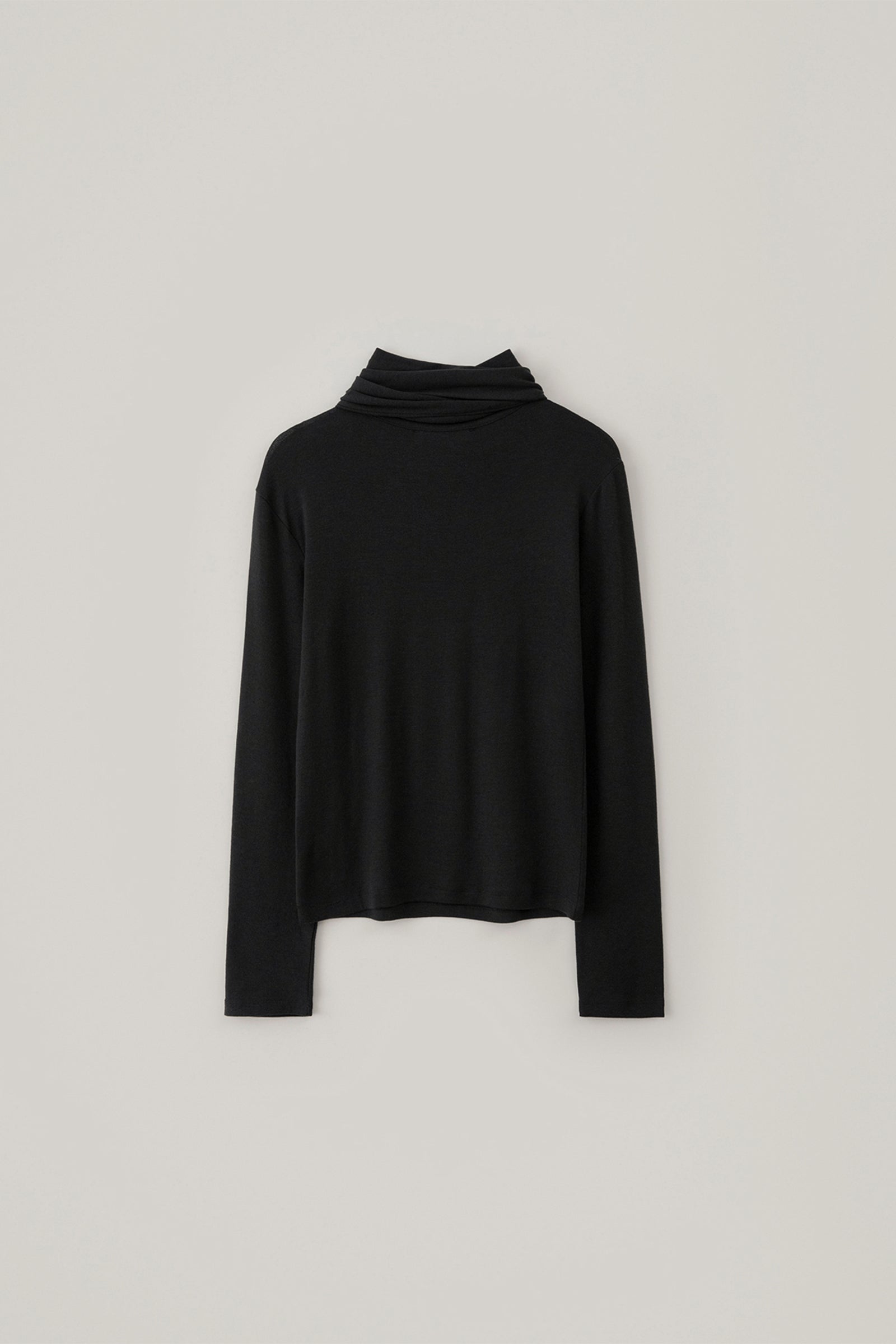 WOOL TIE NECK TOP_BLACK