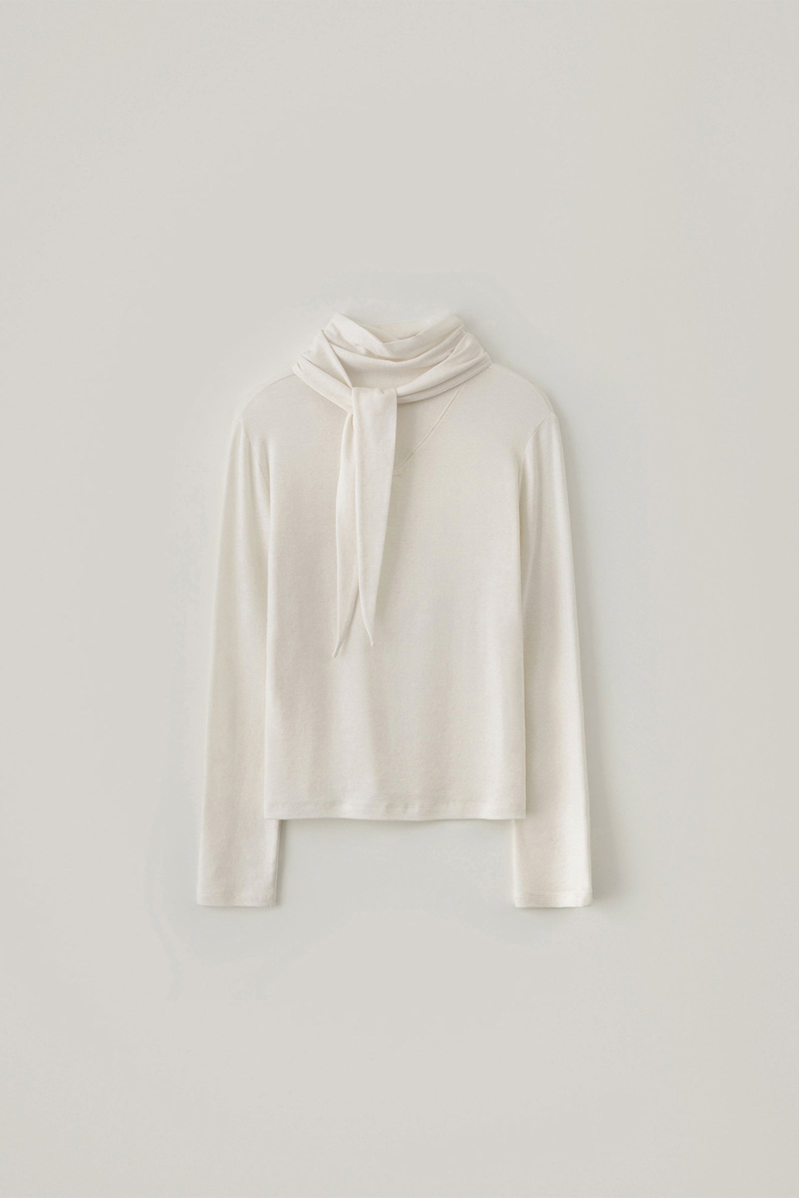 WOOL TIE NECK TOP_IVORY