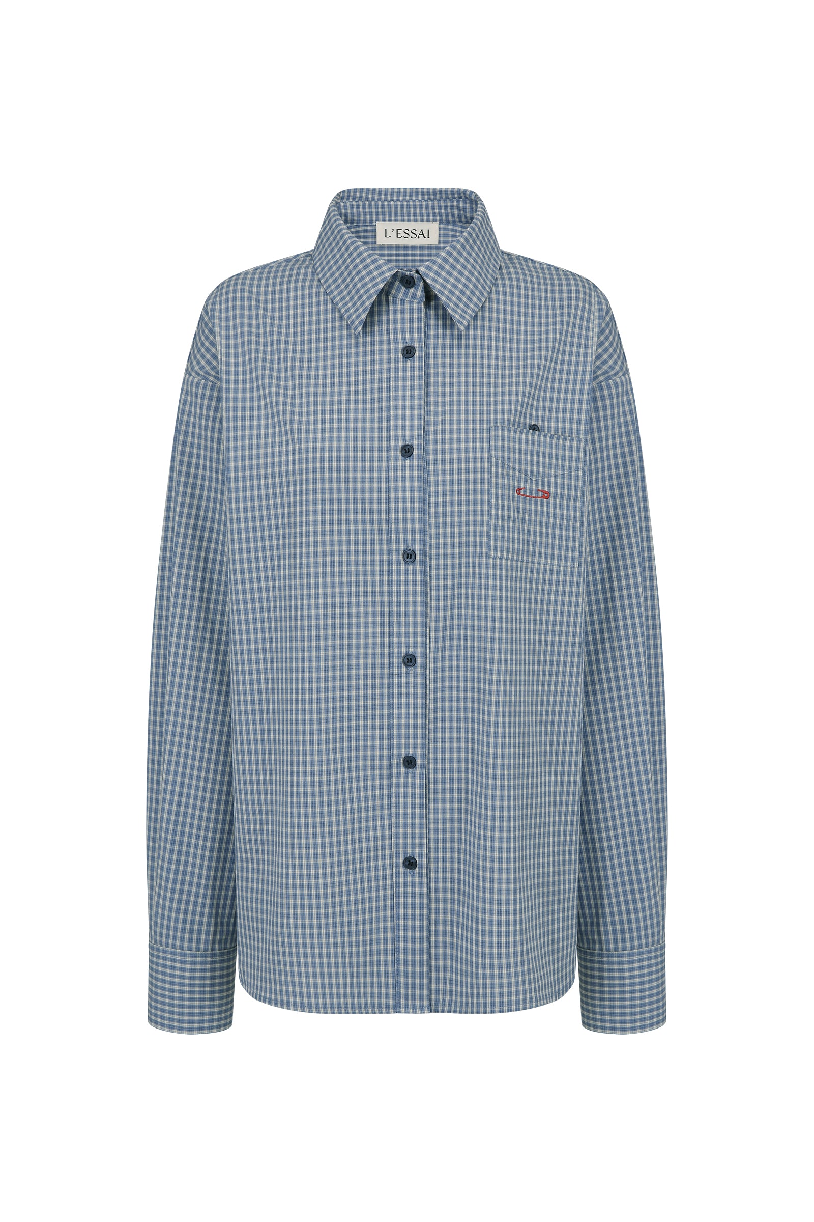 CHEMISE À CARREAUX BRODÉE_BLEU